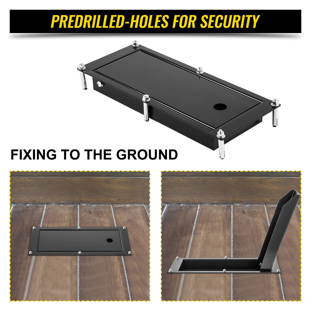 Recessed Motorcycle Trailer Wheel Chock 24" Foldable Steel Front Stand