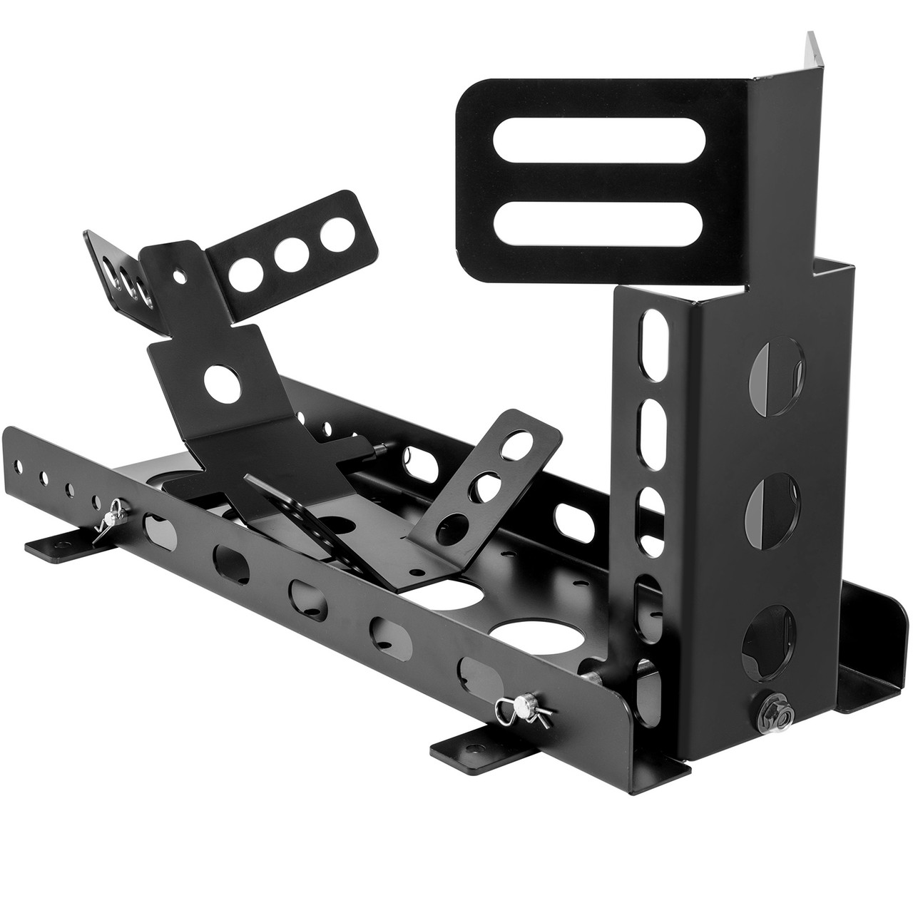 Motorcycle Front Tire Chock, 3000 lbs Heavy Duty Wheel Stand, Black Upright Motorbike Front Chock for 14"-22" Wheels, High-Grade Steel Trailer Stand, with Stable Tubes & Adjustable Holes