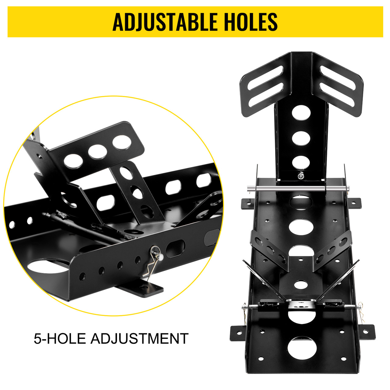 Motorcycle Front Tire Chock, 3000 lbs Heavy Duty Wheel Stand, Black Upright Motorbike Front Chock for 14"-22" Wheels, High-Grade Steel Trailer Stand, with Stable Tubes & Adjustable Holes
