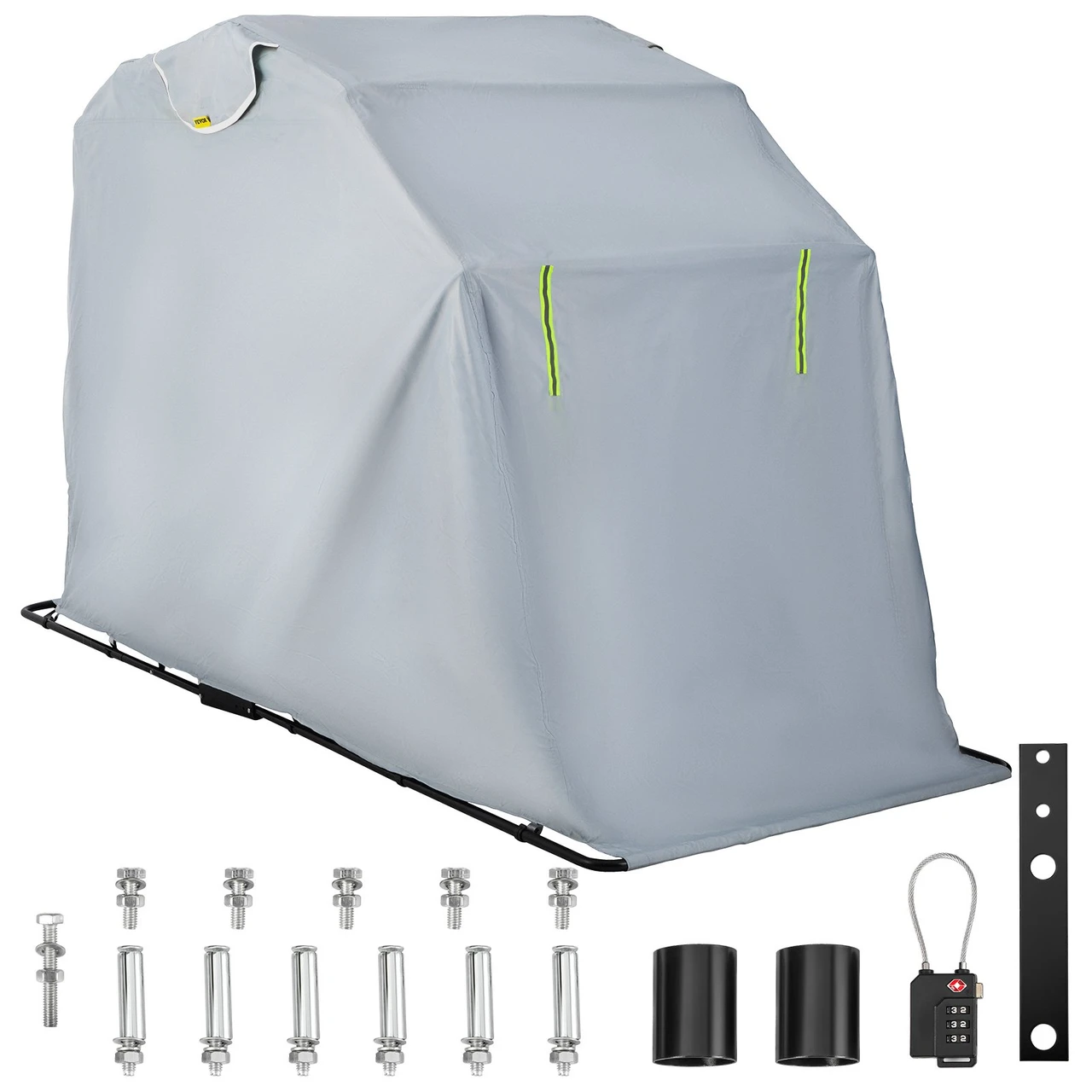 Motorcycle Shelter, Waterproof Motorcycle Cover, Heavy Duty Motorcycle Shelter Shed, 420D Oxford Motorbike Shed Anti-UV, 106.3"x41.3"x62.9" Silver Shelter Storage Tent with Lock & Weight Bag