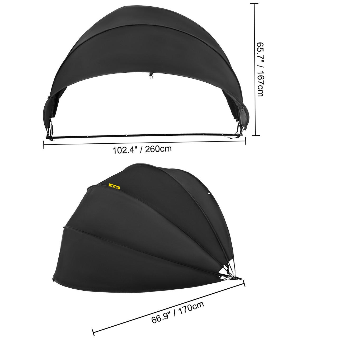 Waterproof Motorcycle Cover, Motorcycle Shelter, Heavy Duty Motorcycle Shelter Shed, 600D Oxford Material Motorbike Shed Anti-UV, Black Shelter Storage Garage Tent Dome Shape with Carry Bag