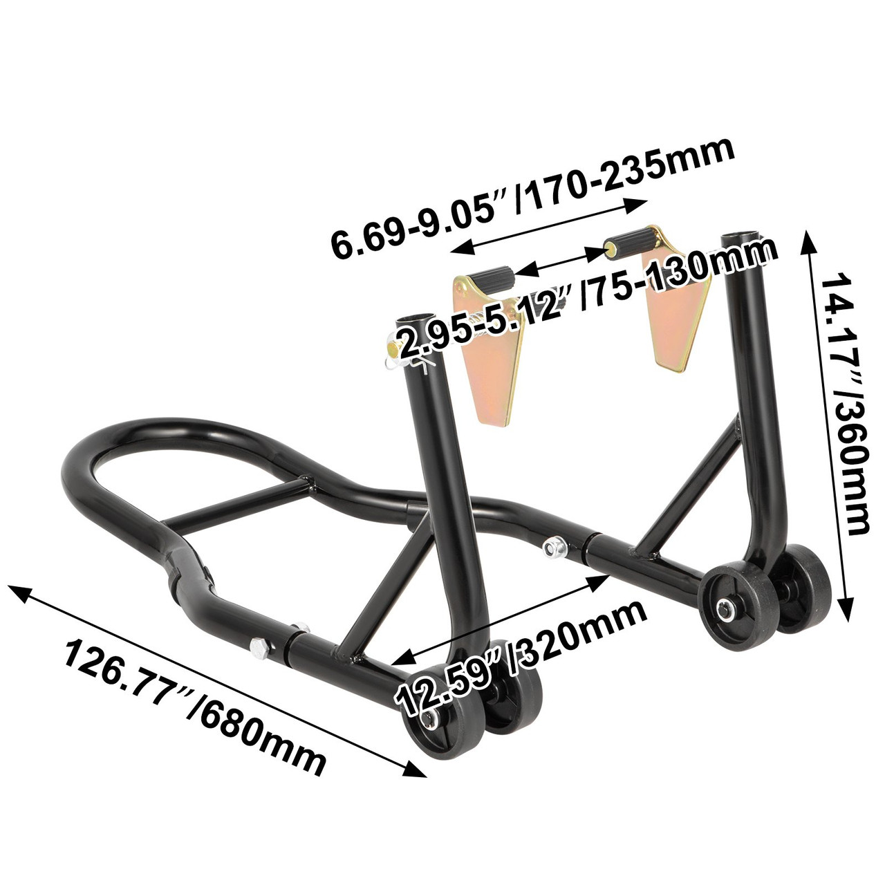 Motorcycle Stand Paddock Stand Front Fork Lift Sport, 3 in Cast Iron Wheel