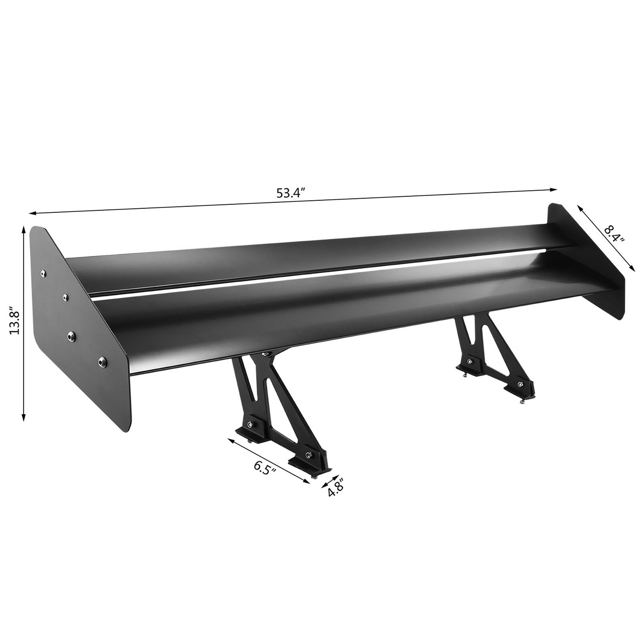 Universal Aluminum 52" GT Wing Trunk Black Spoiler Double Deck Set- Black