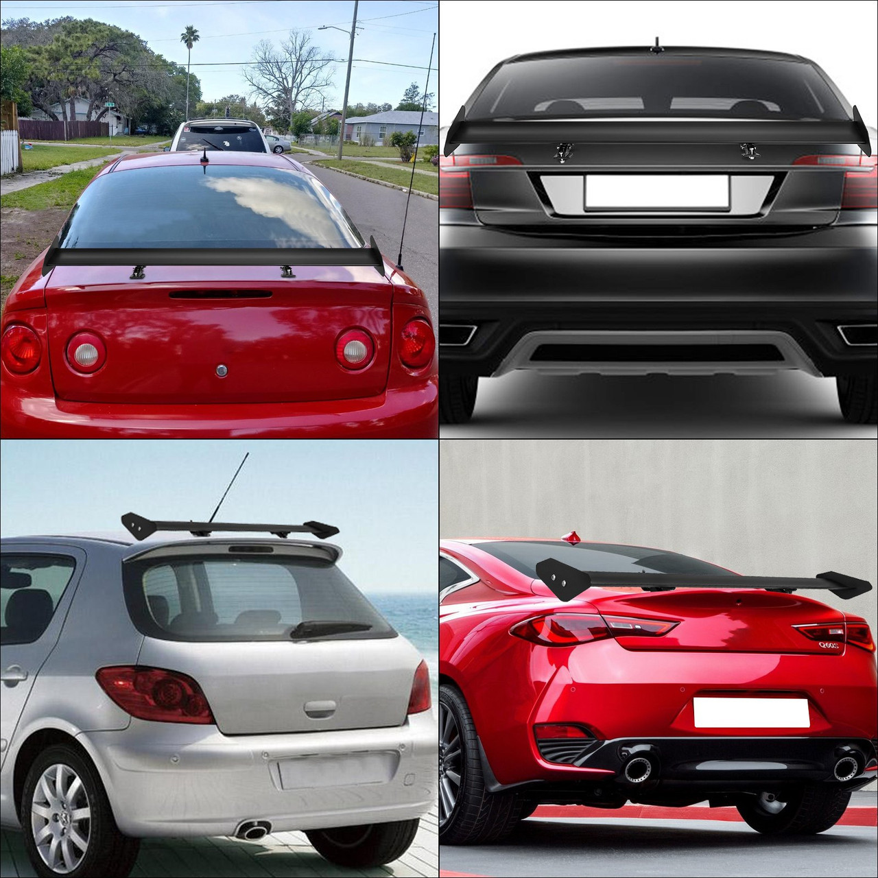 Lightweight 110cm Car Aluminum Single Deck Rear GT Style Racing Spoiler Wing