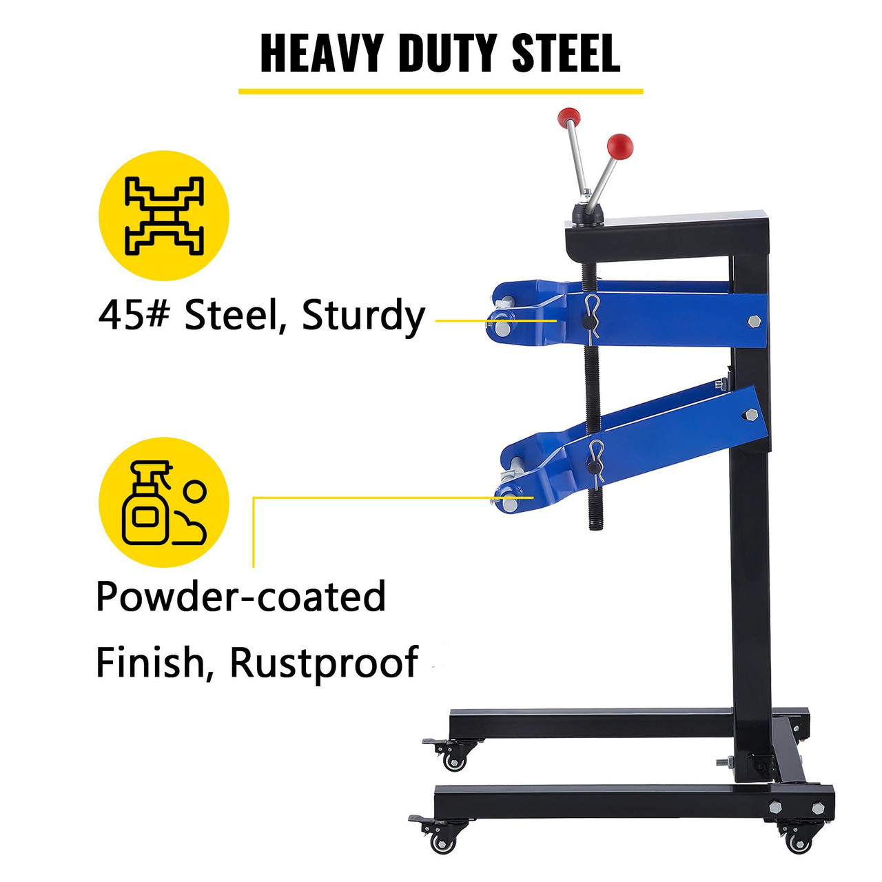 Strut Compressor 45# Steel Spring Compressor, Universal Fit Heavy Duty Strut Spring Compressor, Thick Compression Arms Spring Compressor Tool with Stand Auto Equipment Tool for Car Repairing