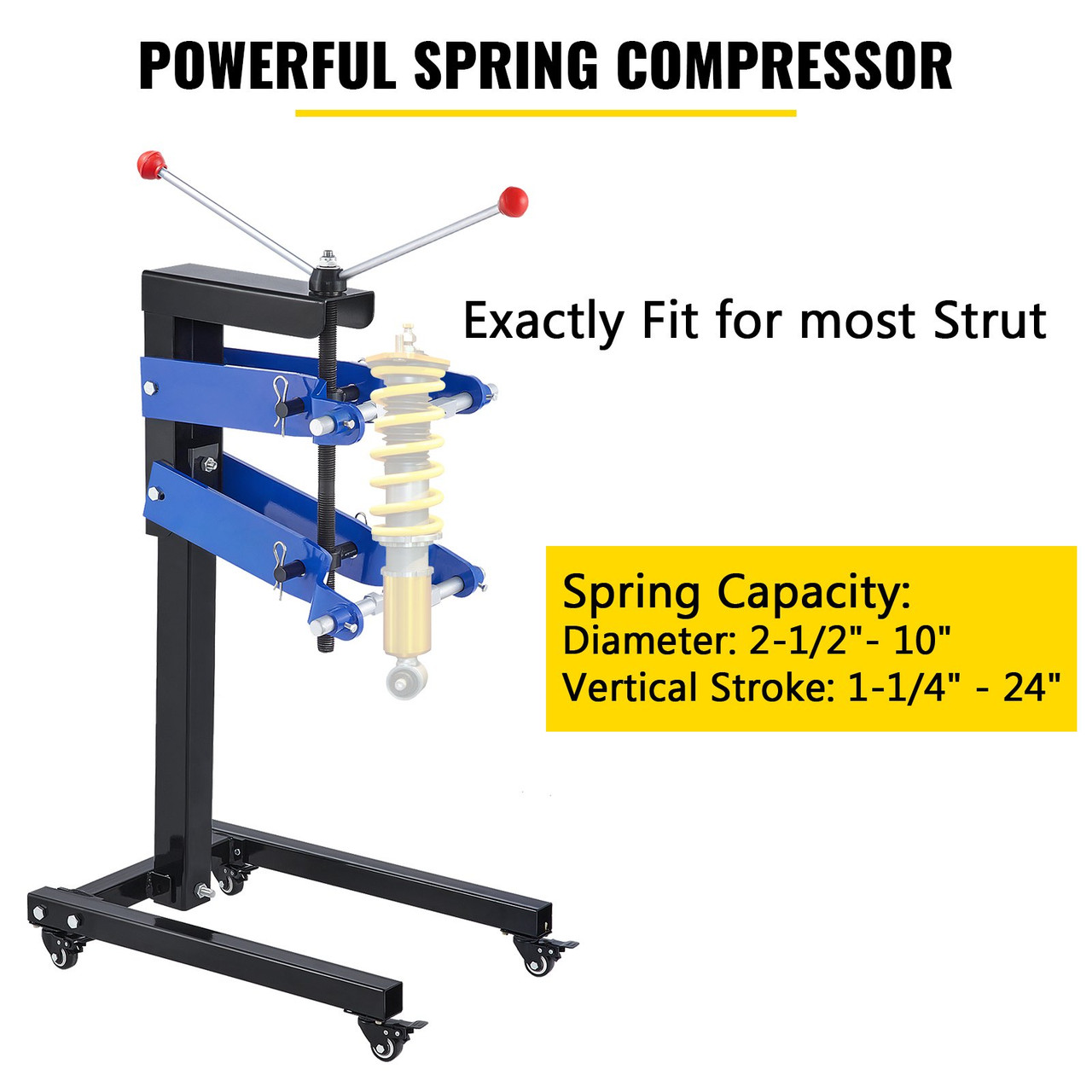 Strut Compressor 45# Steel Spring Compressor, Universal Fit Heavy Duty Strut Spring Compressor, Thick Compression Arms Spring Compressor Tool with Stand Auto Equipment Tool for Car Repairing