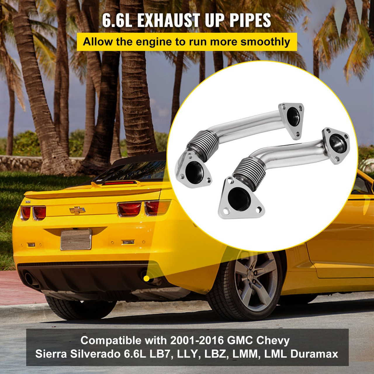 6.6L Duramax Heavy Duty Ugraded 304SS Up Pipes W/ Gaskets 01-16 GMC Chevy