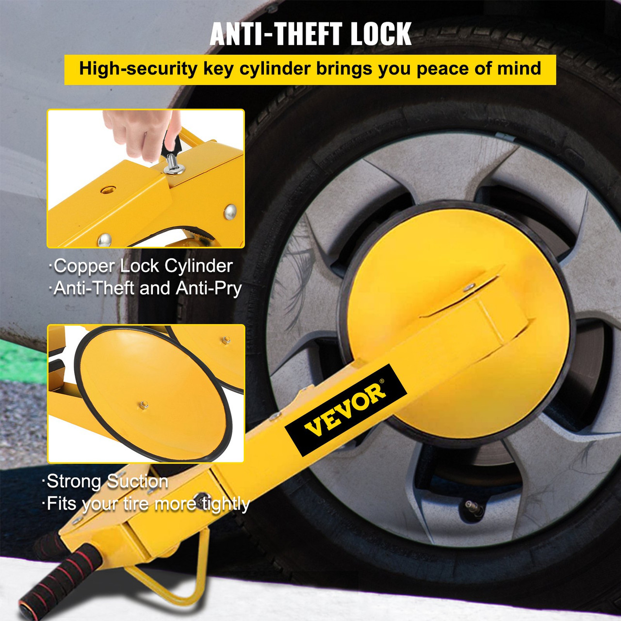 2PCS Wheel Lock Clamp Boot Adjustable Tire Lock Anti-Theft Wheel Lock Parking Boot Claw Tire Clamp Wheel Lock for Car, Truck, UTV, ATV Parking