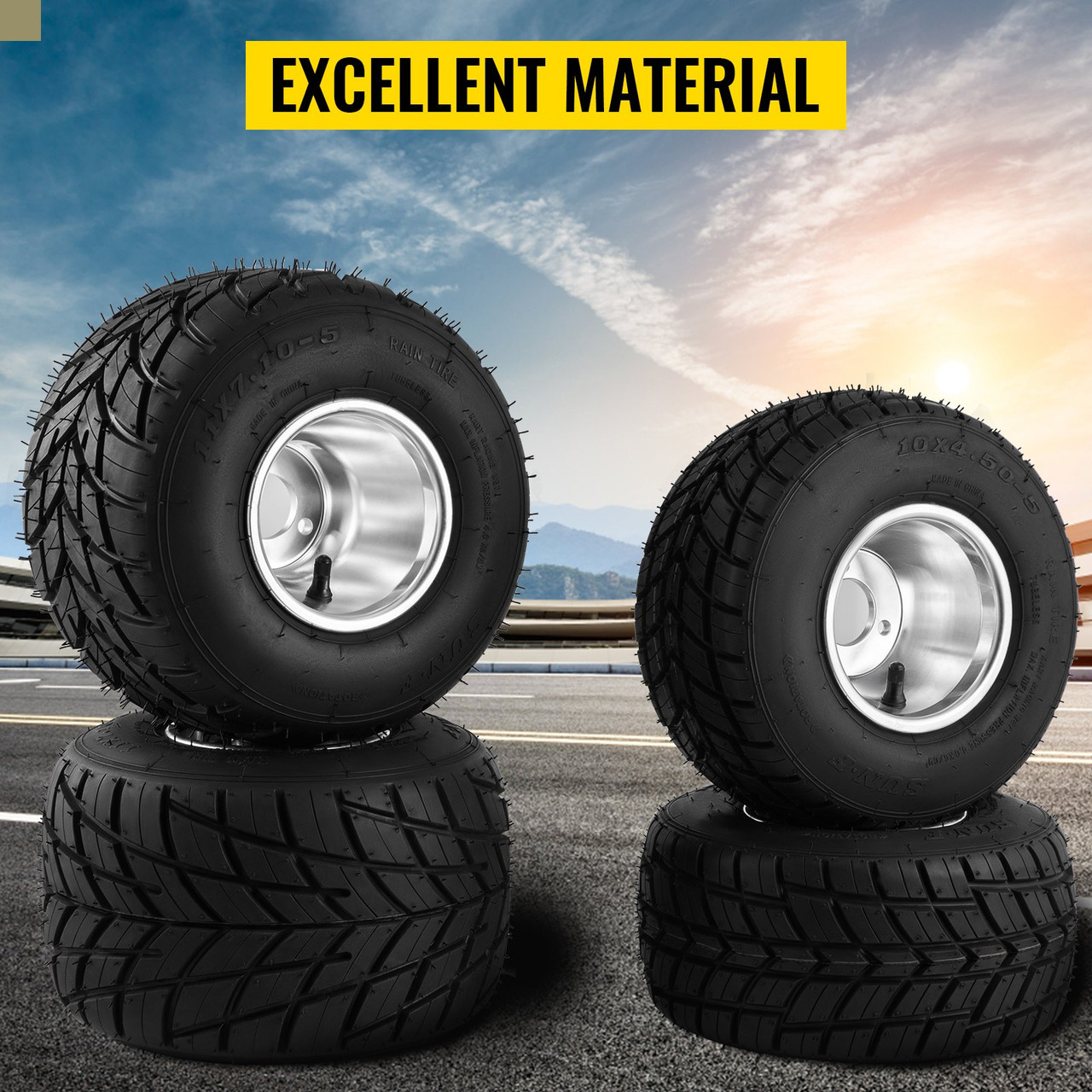 Go Kart Wheels Go Kart Rain Tires Durable 2 Front And 2 Rear 10x4.50-5 11x6.0-5