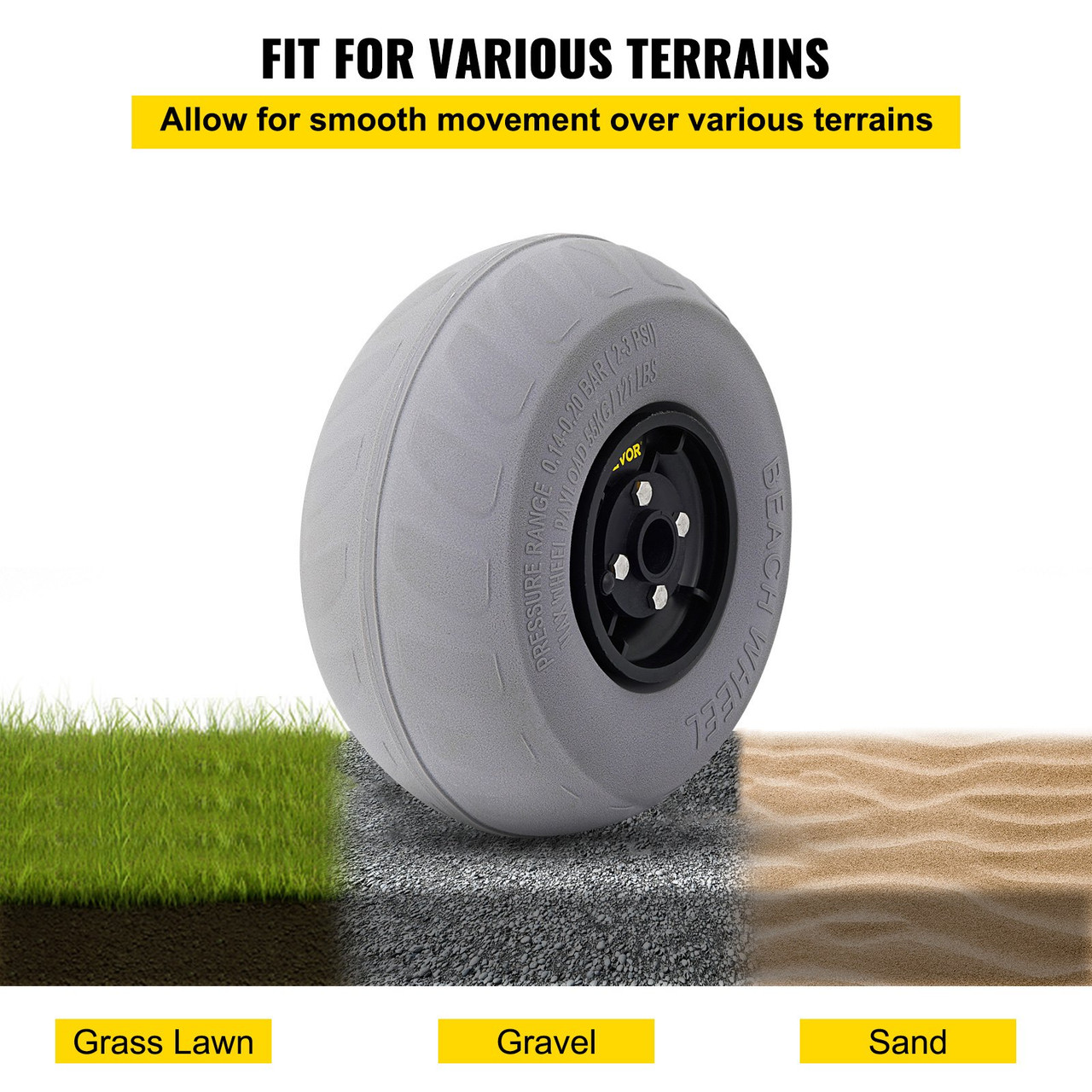 Balloon Beach Wheels Replacement Beach Tire 9" PVC 77LBS Payload Capacity