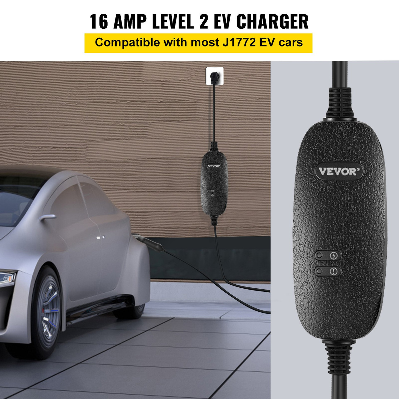 Portable EV Charger EV Car Charging Cable 16 Amp Level 2 NEMA 6-20 25FT