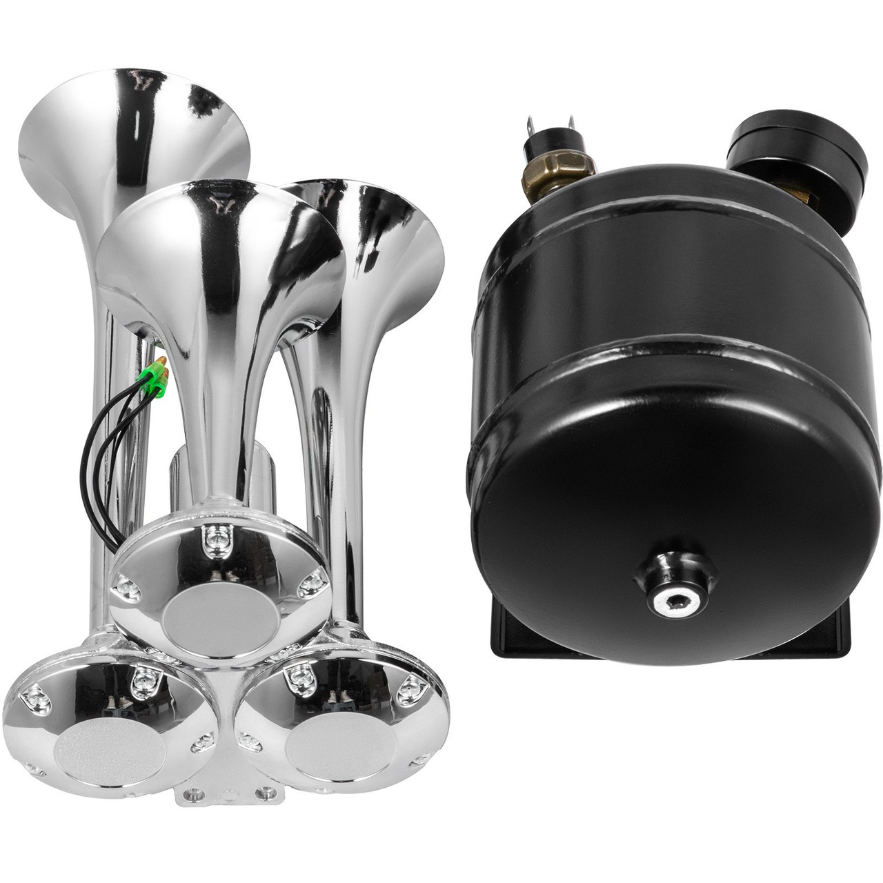 Air Horn Truck Train Horns Kit 150 PSI with 2L Air Compressor 3 Trumpets 135db