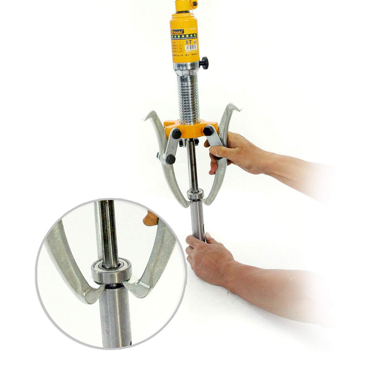 5T Hydraulic Bearing Gear Puller Wheel Hub Puller Separator Garage Tool 3-Jaws