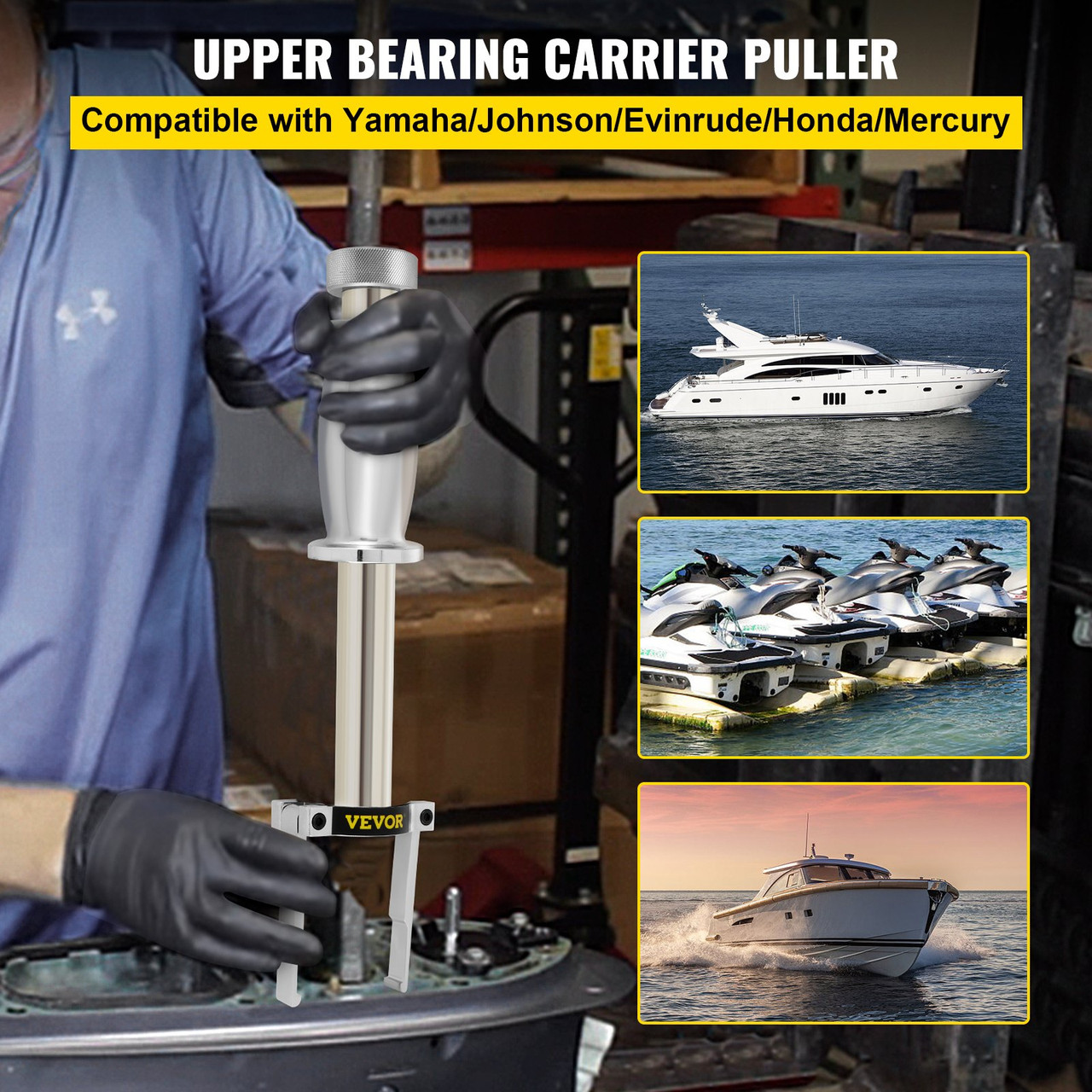 Upper Bearing Carrier Puller Marine Tech Tools with Drive Shaft Adapter