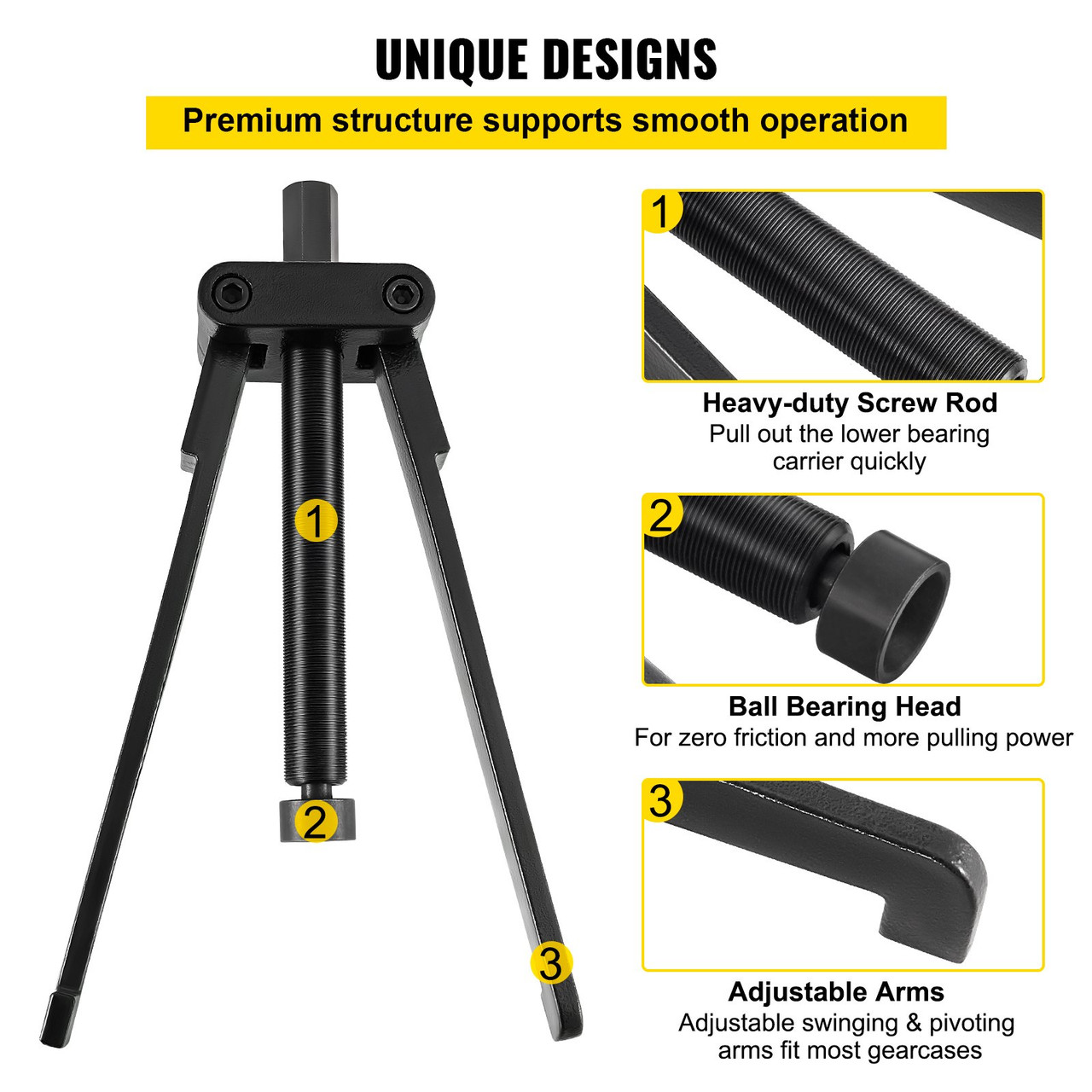 Lower Bearing Carrier Puller Propeller Bearing Puller W/ Adjustable Arms