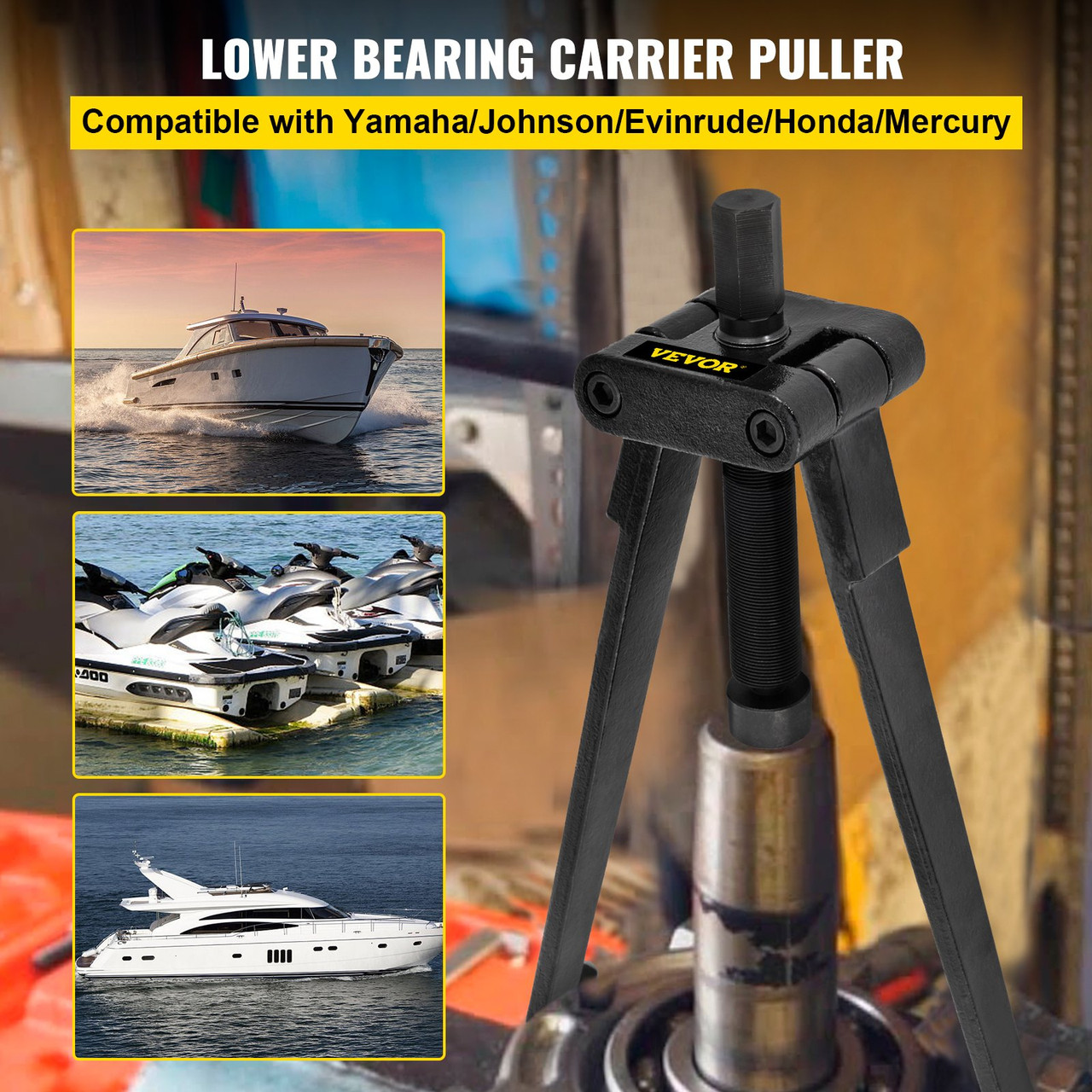 Lower Bearing Carrier Puller Propeller Bearing Puller W/ Adjustable Arms