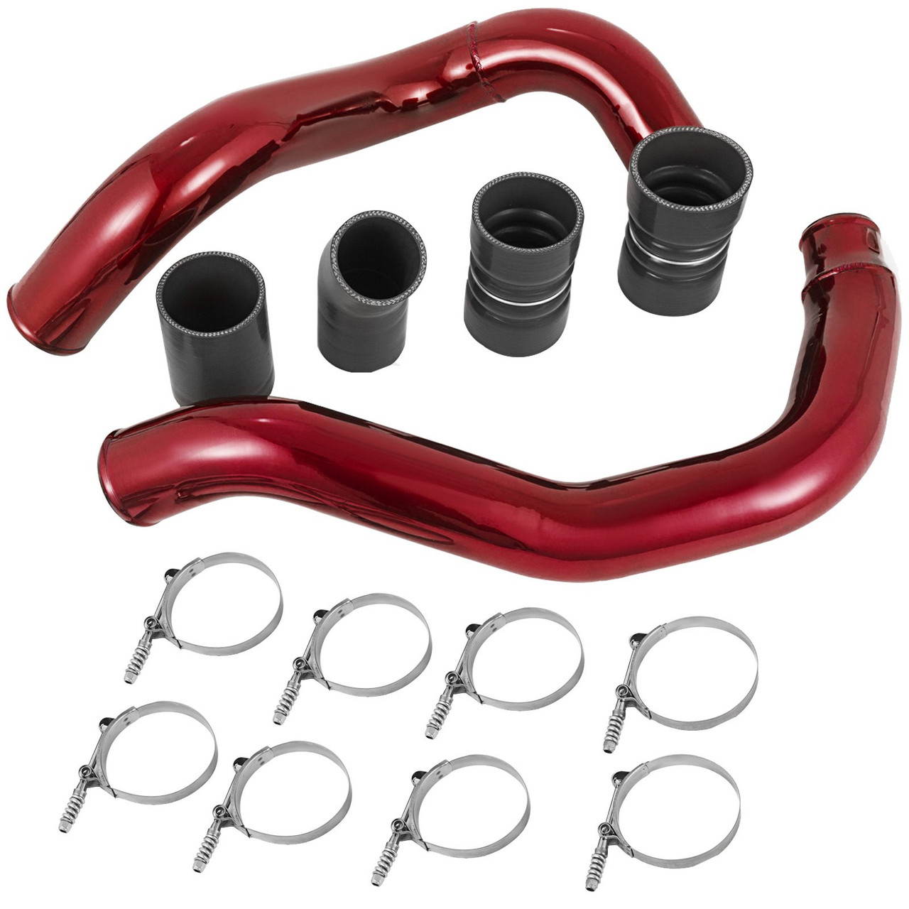 Red Turbo Intercooler Pipe Boot Kit CAC Tubes for 03-07 Ford 6.0L Powerstroke