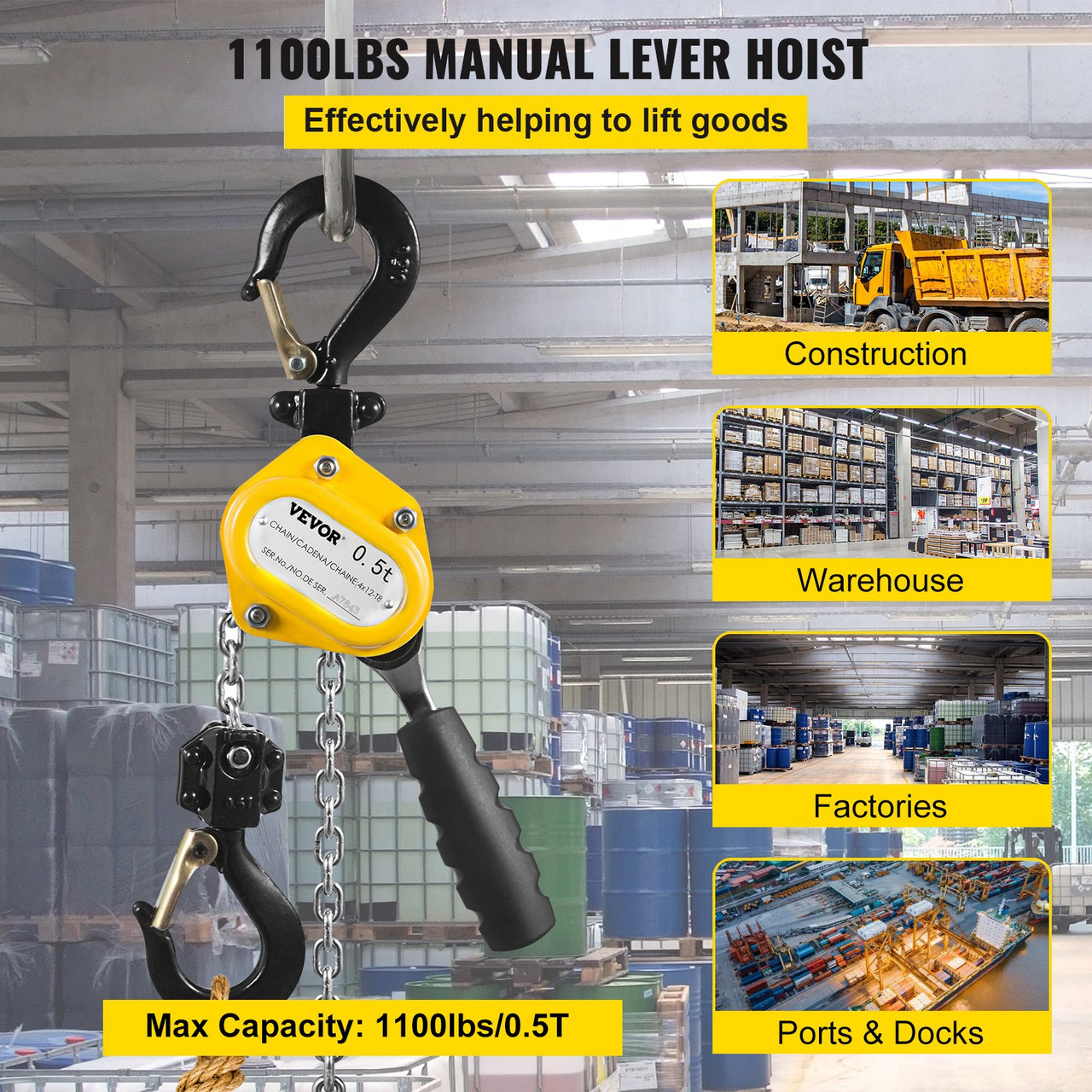 Mini Lever Block Chain Hoist 0.5t 10ft Lever Hoist With Hook