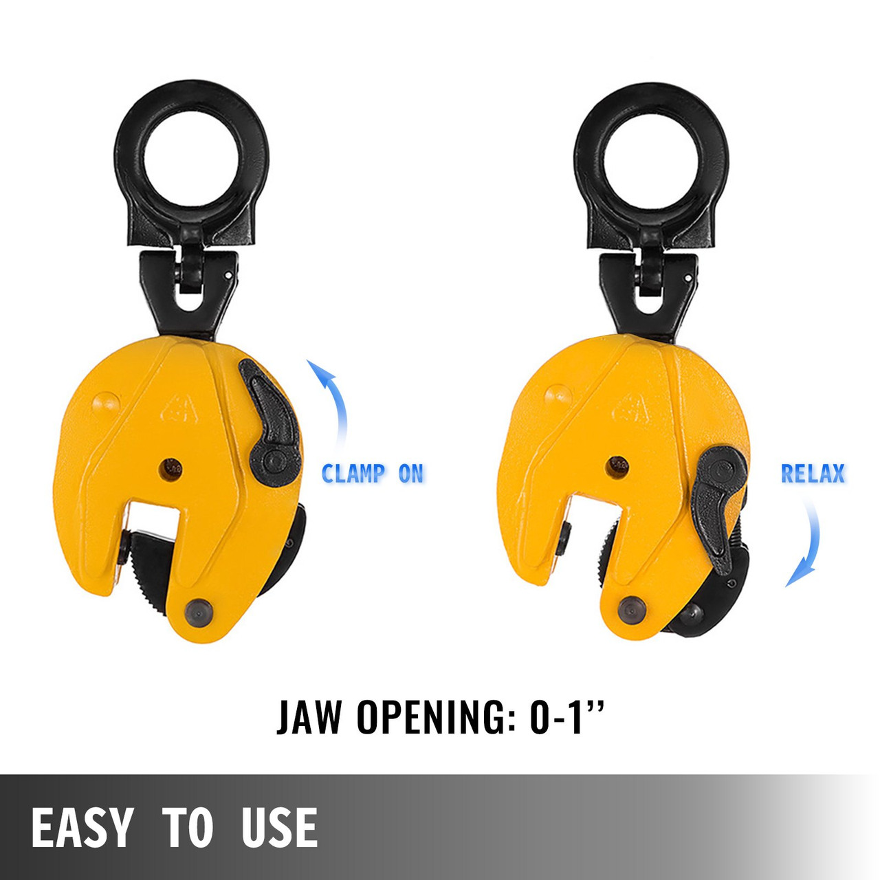 4400lbs Industrial Vertical Plate Lifting Clamp Lift 0-1inch Opening Heavy Duty
