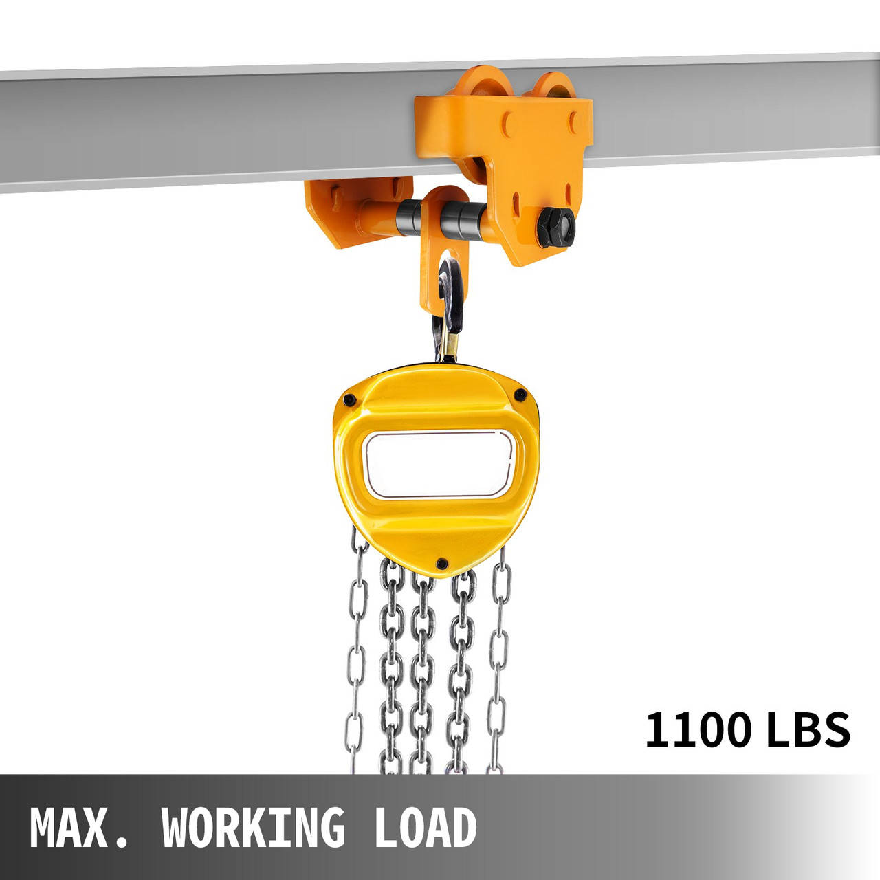 1/2 Ton Push Beam Trolley For Heavy Loads To 1100 lbs Fits Straight & Curved I Beam