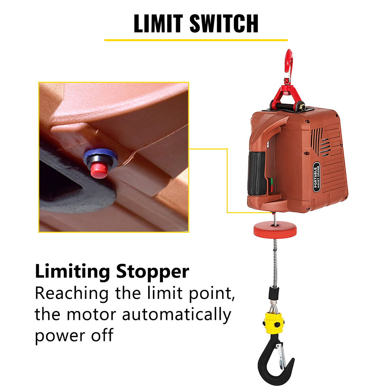 110v Electric Hoist Winch Ac Corded Version 885000 Hoisting Pullzall 7.6m 120v