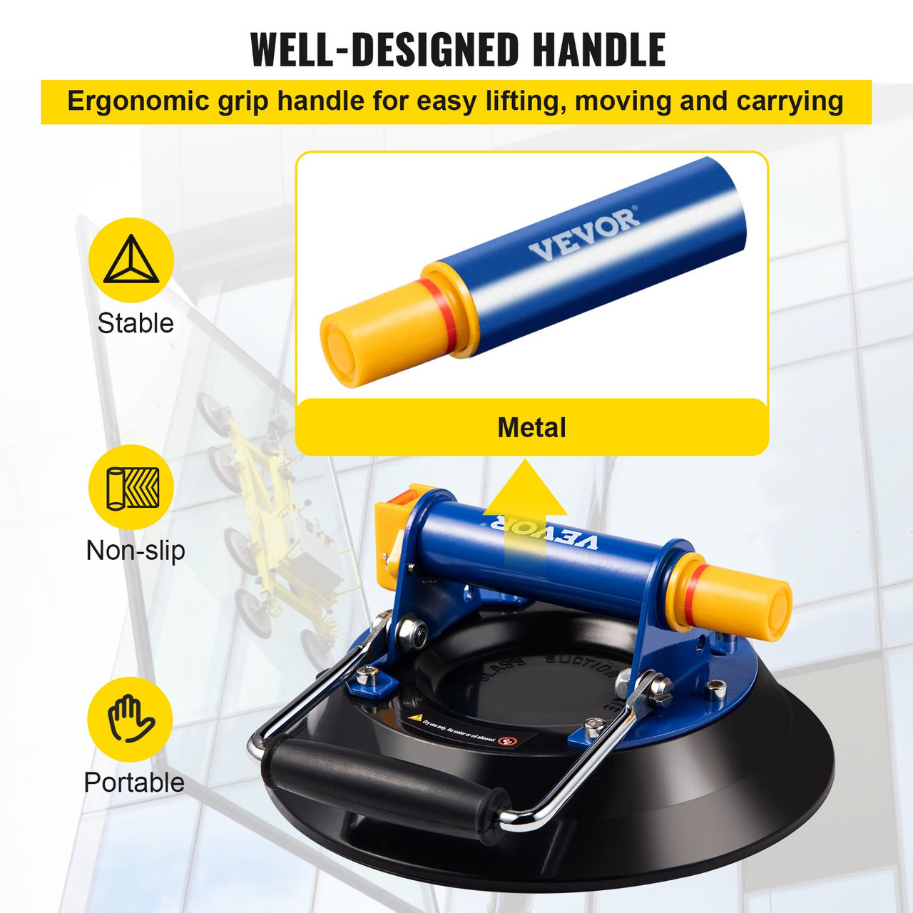 Stone Seam Setter, 8" Ratcheting Seam Setter, Adjustable Suction Cup Seam Setter, Professional Countertop Installation Tool 203 mm, for Seam Joining & Leveling of Granite, Stone, Marble, Slab