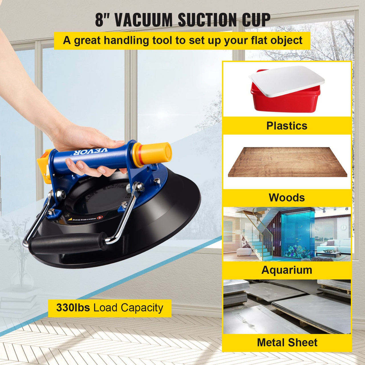 Stone Seam Setter, 8" Ratcheting Seam Setter, Adjustable Suction Cup Seam Setter, Professional Countertop Installation Tool 203 mm, for Seam Joining & Leveling of Granite, Stone, Marble, Slab