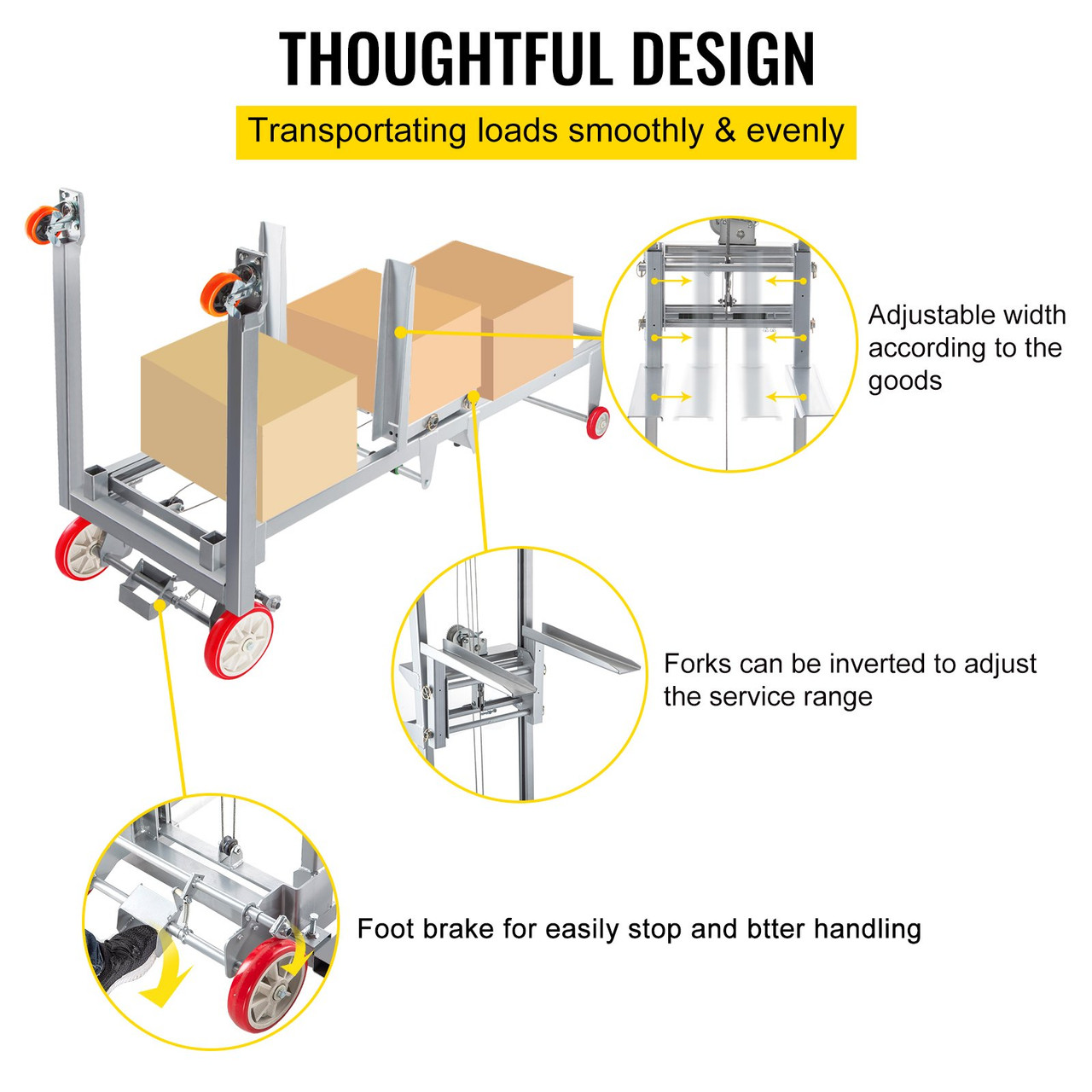 Manual Winch Stacker Material Lift 106.3" Max Height 441 lbs Capacity Lift