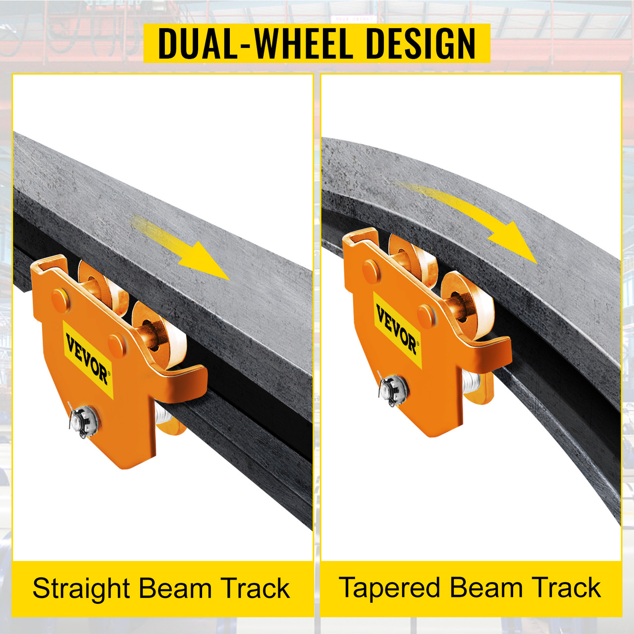 Manual Trolley, 6600LBS/3 Ton Load Capacity Beam Trolley, 3.9-8 inch Adjustable Width Push Beam, Track Roller Trolley with Dual Wheels Garage Hoist for Straight Curved I Beam