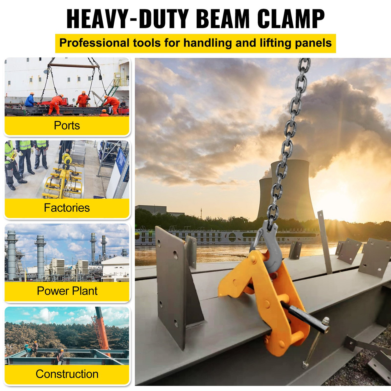 Beam Clamp I Beam Lifting Clamp 2200lbs/1tonheavy Duty Beam Hangers In Yellow