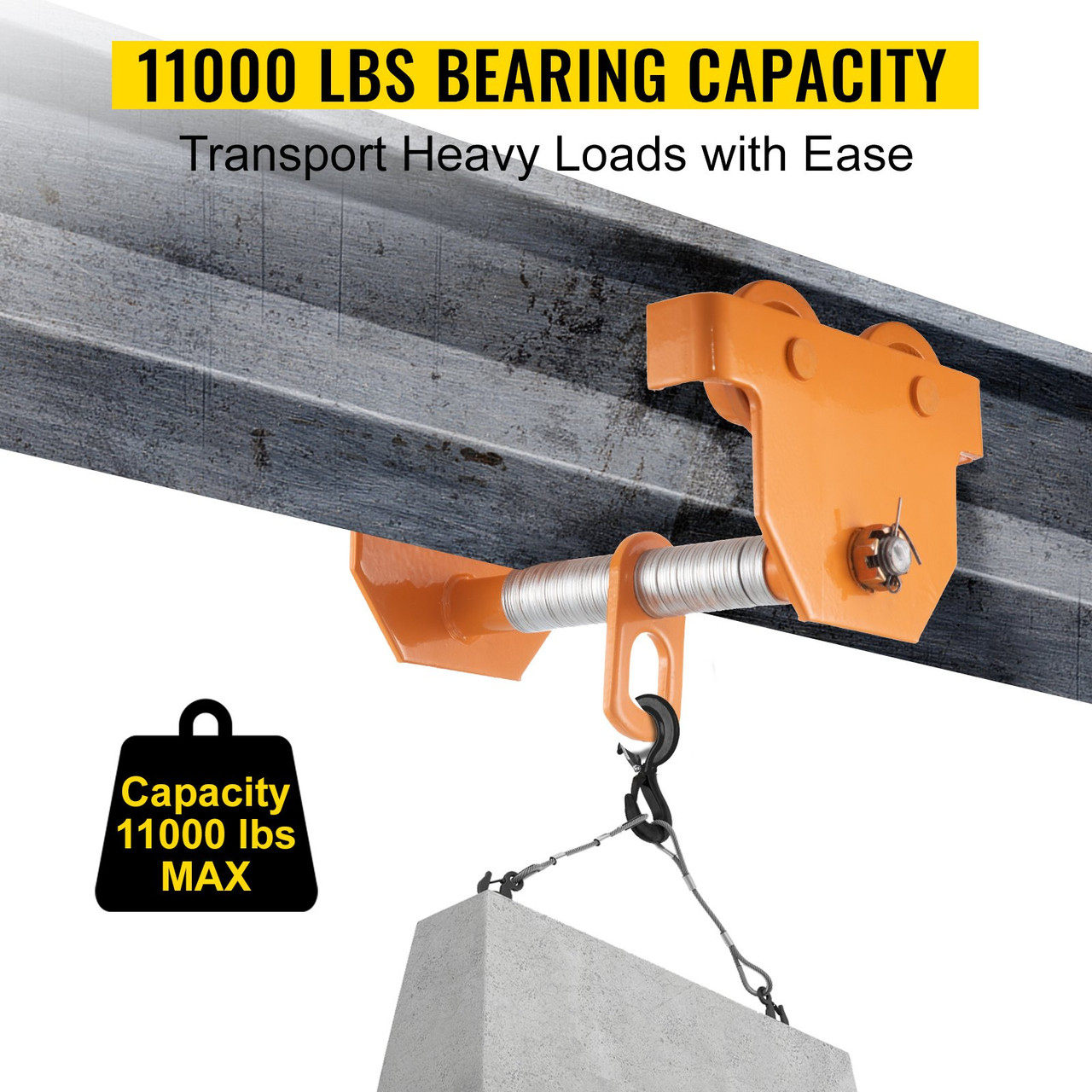 Push Beam Trolley I-Beam Trolley 11000LB Hoist Winch Crane Lift Adjustable