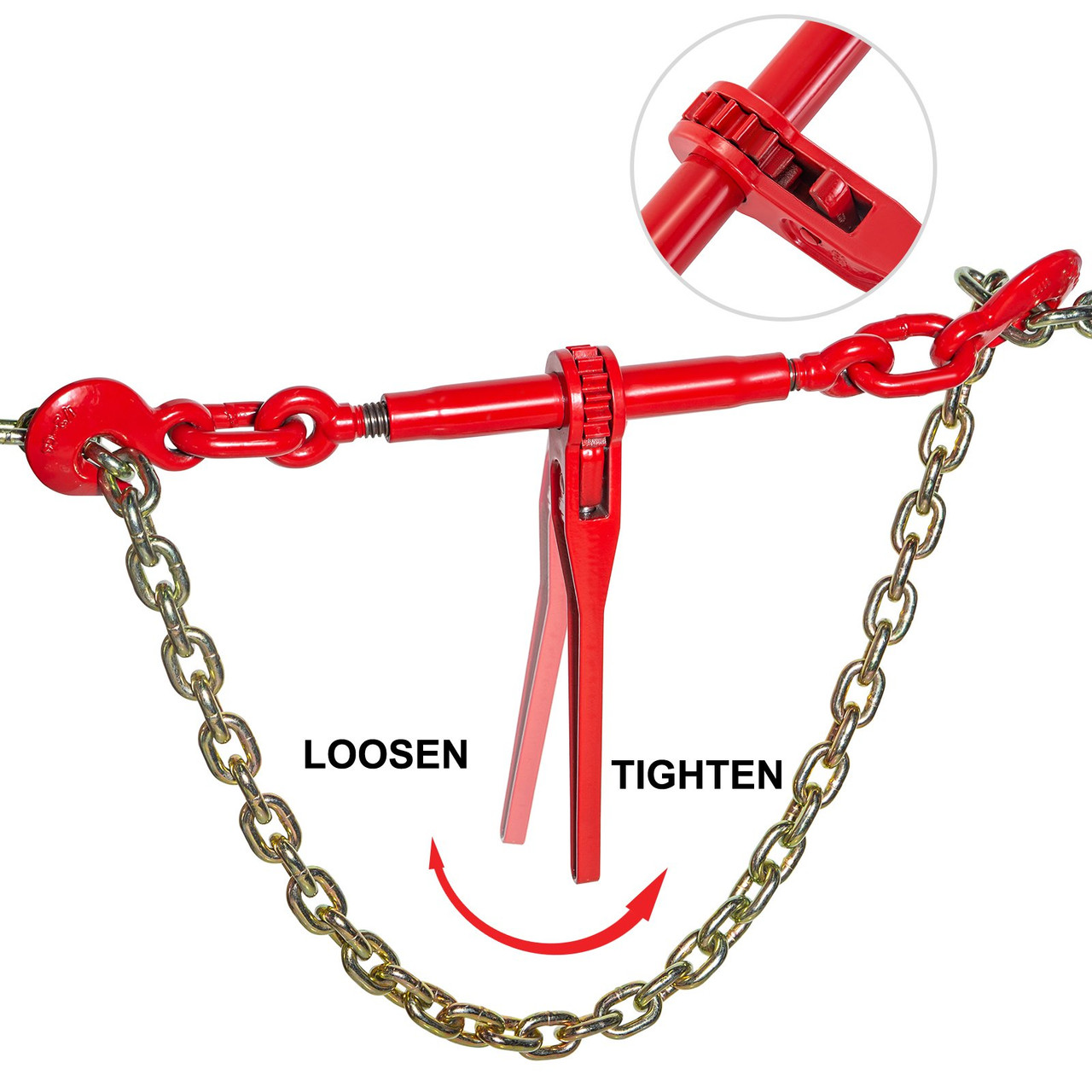 Chain and Binder Kit 5/16in-3/8in, Ratchet Load Binders 6600lbs Working Strength, Ratchet Binders and Chains, 5/16in x 10ft Chains w/ G70 Hooks, for Truck, Tie Down, Hauling, Towing