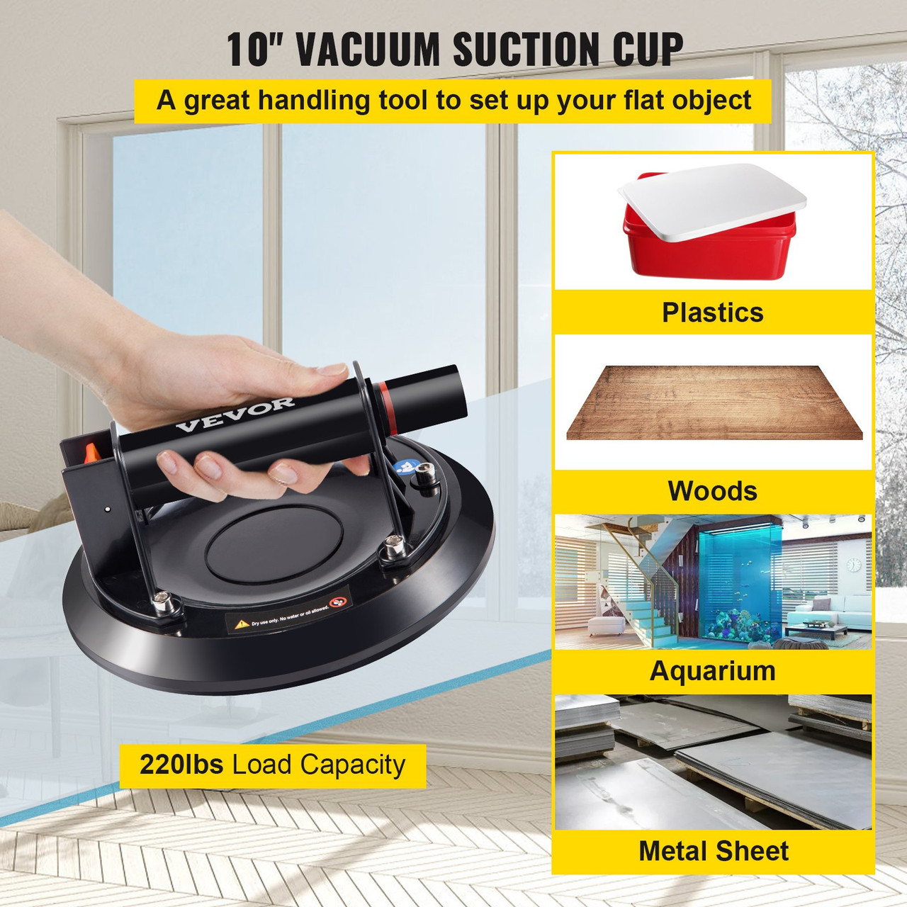 Stone Seam Setter, 10" Ratcheting Seam Setter, Adjustable Suction Cup Seam Setter, Professional Countertop Installation Tool 254 mm, for Seam Joining & Leveling of Granite, Stone, Marble, Slab