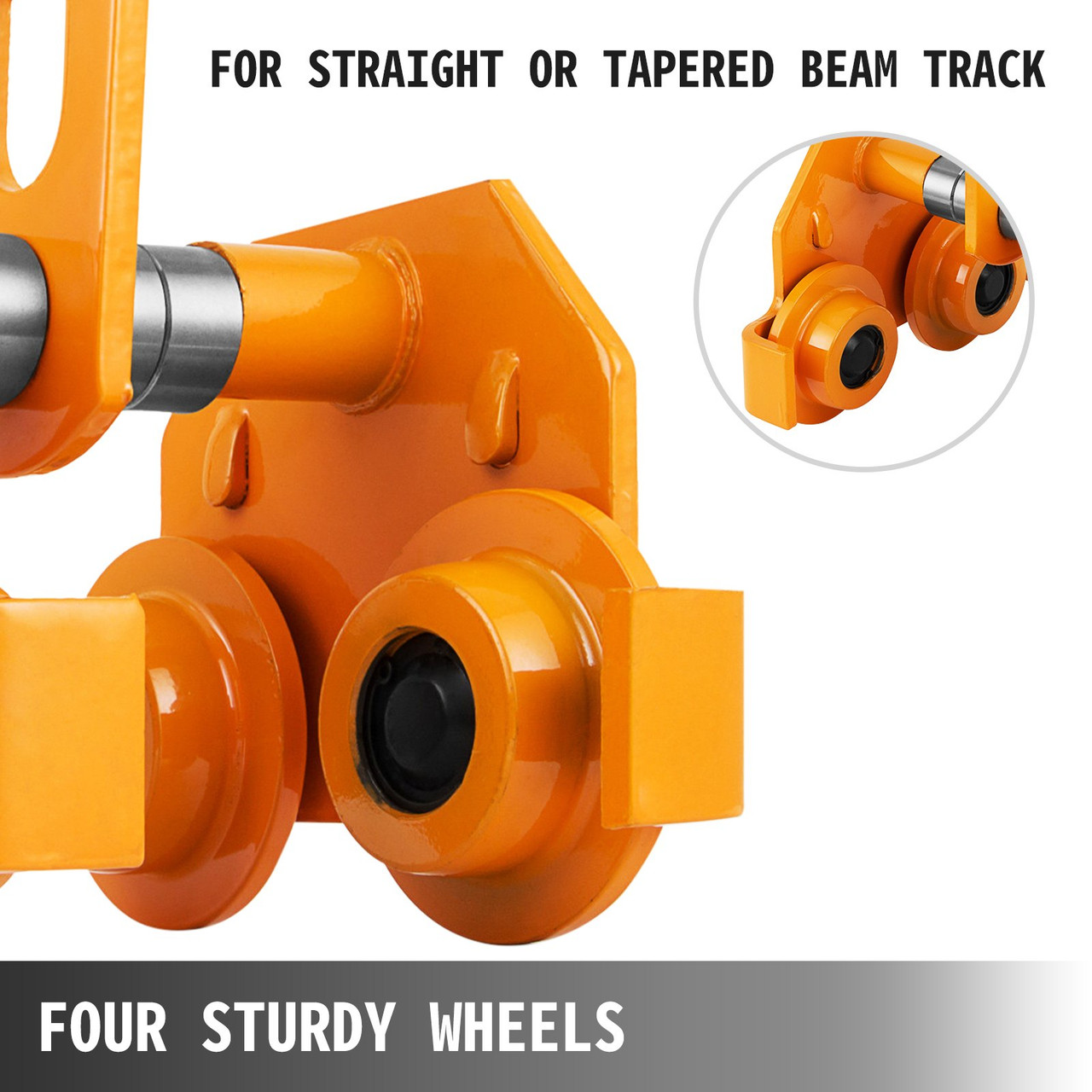 3 Ton Push Beam Track Roller Trolley Capacity 6600lbs Heavy Loads Solid Steel
