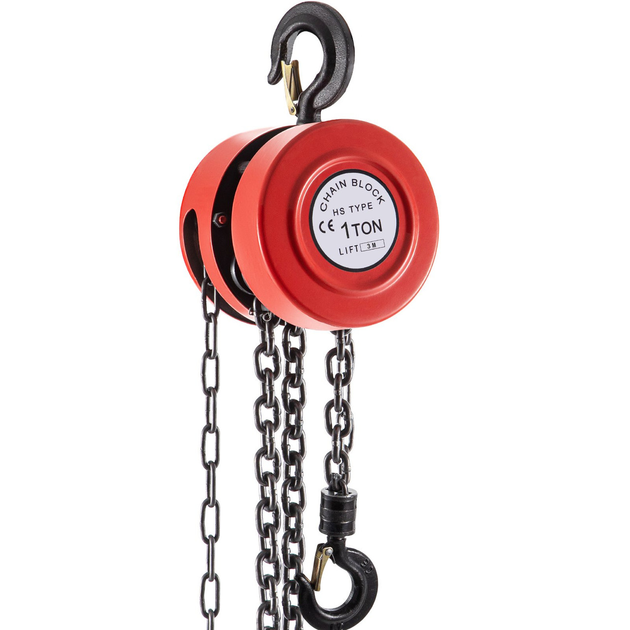 Hand Chain Hoist, 2200 lbs /1 Ton Capacity Chain Block, 10ft/3m Lift Manual Hand Chain Block, Manual Hoist w/Industrial-Grade Steel Construction for Lifting Good in Transport & Workshop, Red