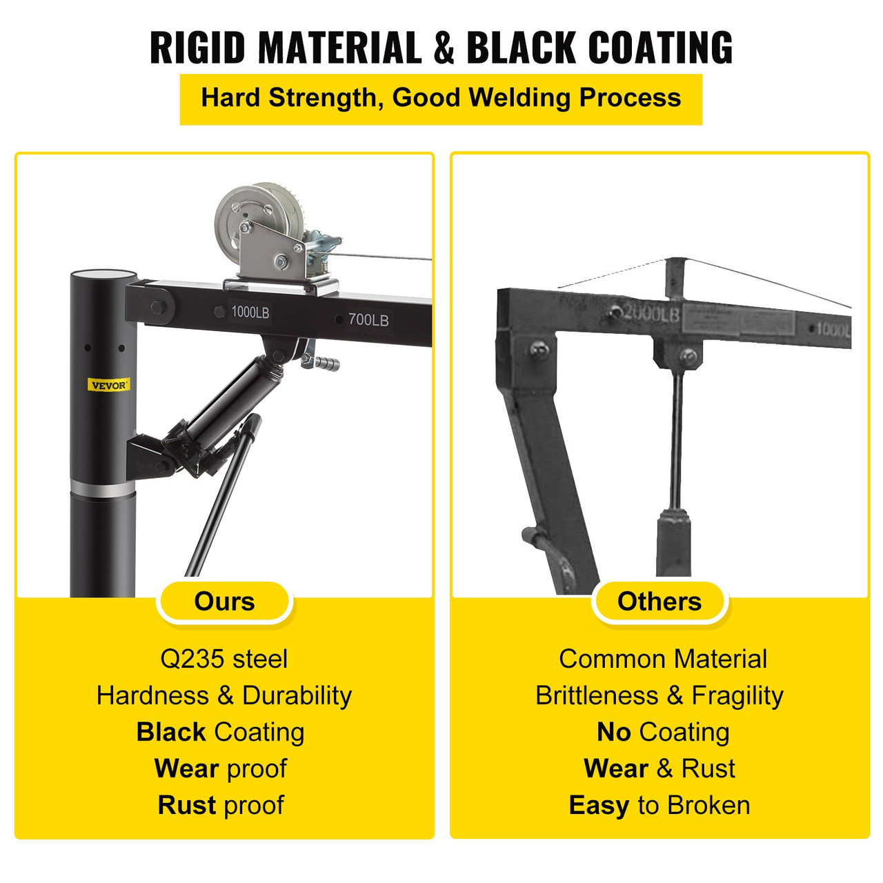 Davit Crane, 1000lbs Pickup Truck Crane, 360Ã¸Swivel Design, Hydraulic Cable Winch Telescopic Hoist Crane for Truck, Crane Hitch for Lifting Goods in Construction, Factory, and Transport