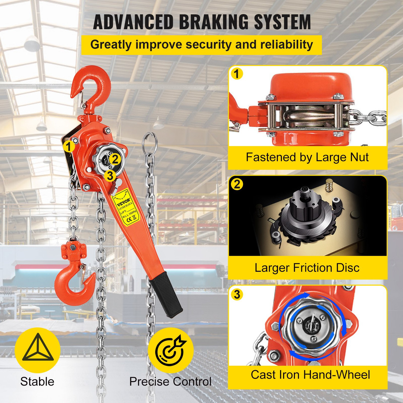 6600lbs 5ft Ratcheting Lever Block Chain Hoist Come Along Puller Pulley