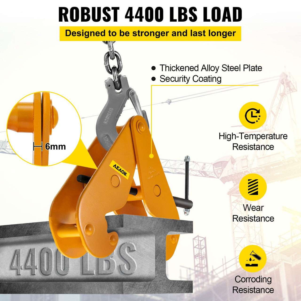 Beam Clamp I Beam Lifting Clamp 4400lbs/2tonheavy Duty Beam Hangers In Yellow