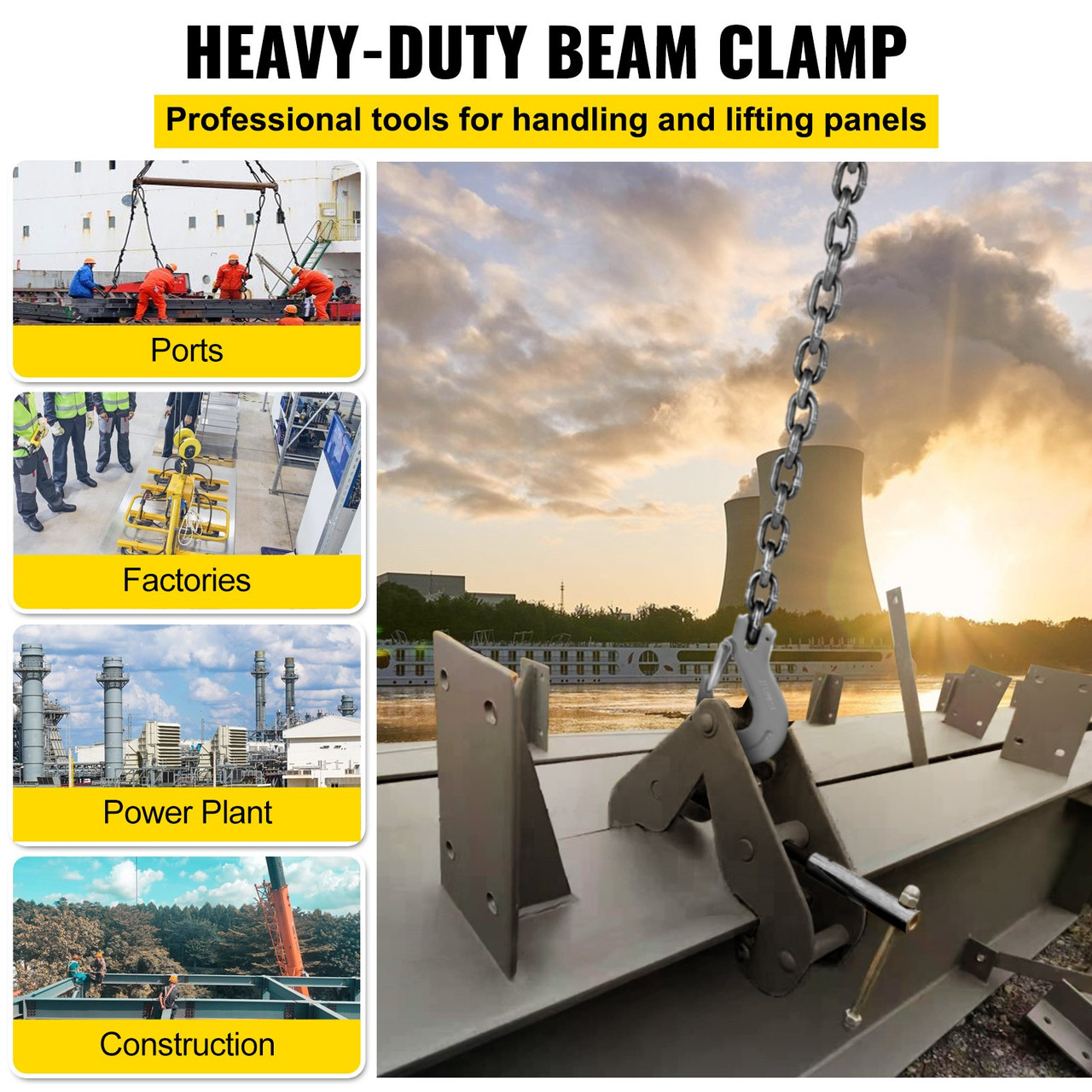 Beam Clamp I Beam Lifting Clamp 4400lbs/2tonheavy Duty Beam Hangers In Black