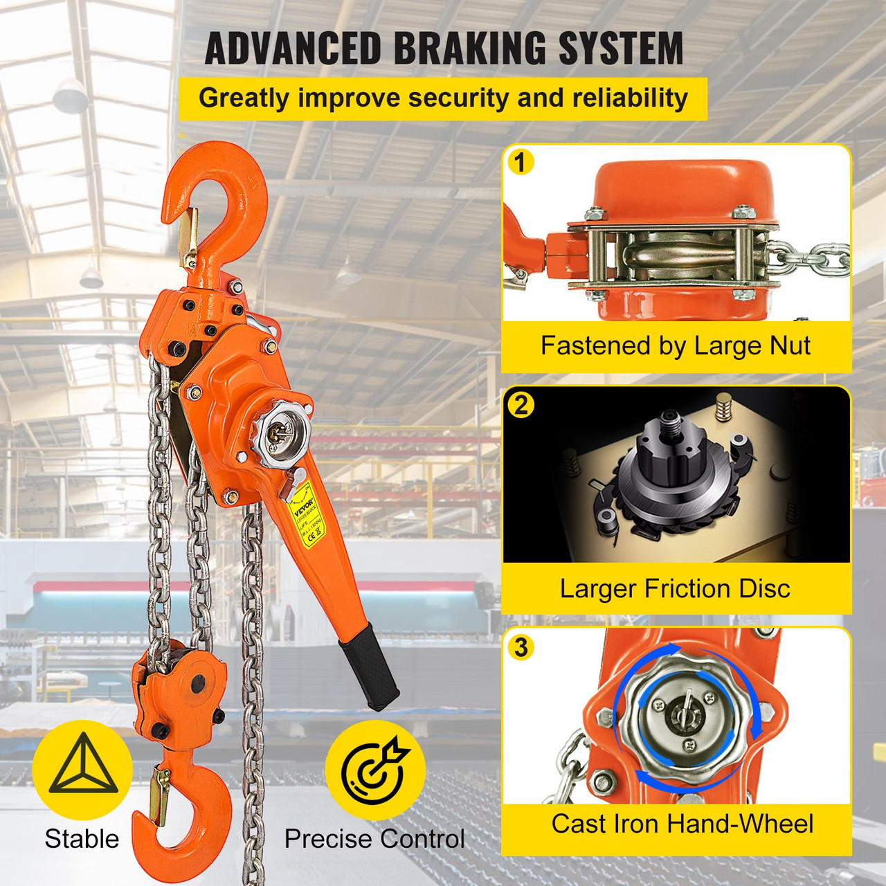 Chain Hoist Lever Hoist 0.75t Capacity With 3m Chain And Heavy Duty Hooks
