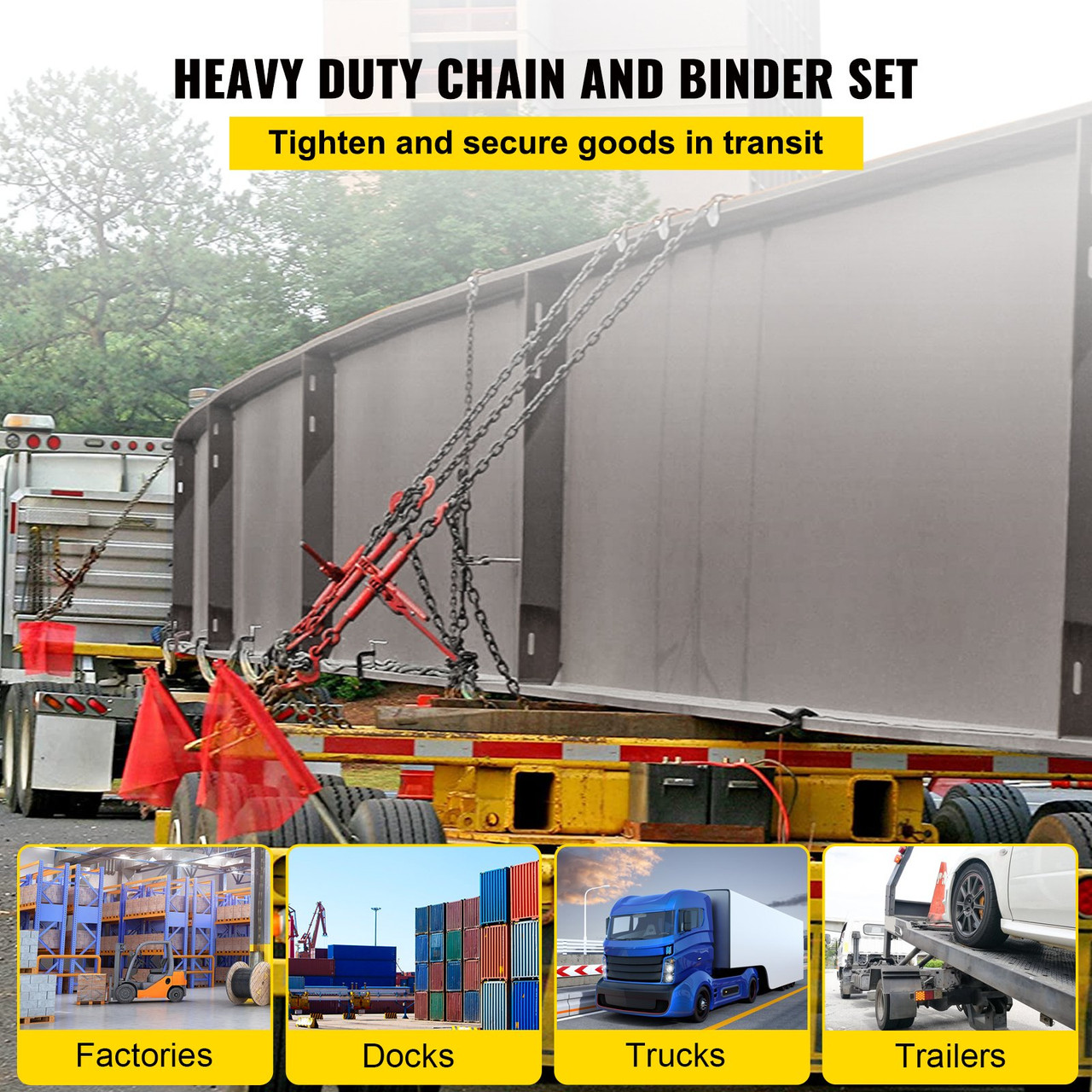 Chain Load Binder 5/16 Inch G80 Chain Binders Tie Down Heavy Cargo 4 Pack