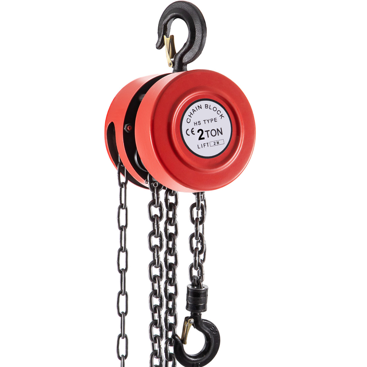 Hand Chain Hoist, 4400 lbs /2 Ton Capacity Chain Block, 7ft/2m Lift Manual Hand Chain Block, Manual Hoist w/Industrial-Grade Steel Construction for Lifting Good in Transport & Workshop, Red