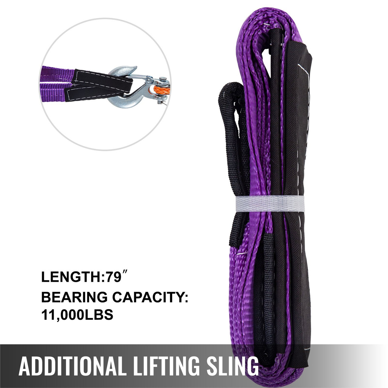 Synthetic Winch Rope 3/8" x 100ft, Winch Cable with G70 Hook 18740 Lbs Working Strength, 12 Strands, Synthetic Winch Cable w/Protective Sleeve, for Vehicles Towing, Orange
