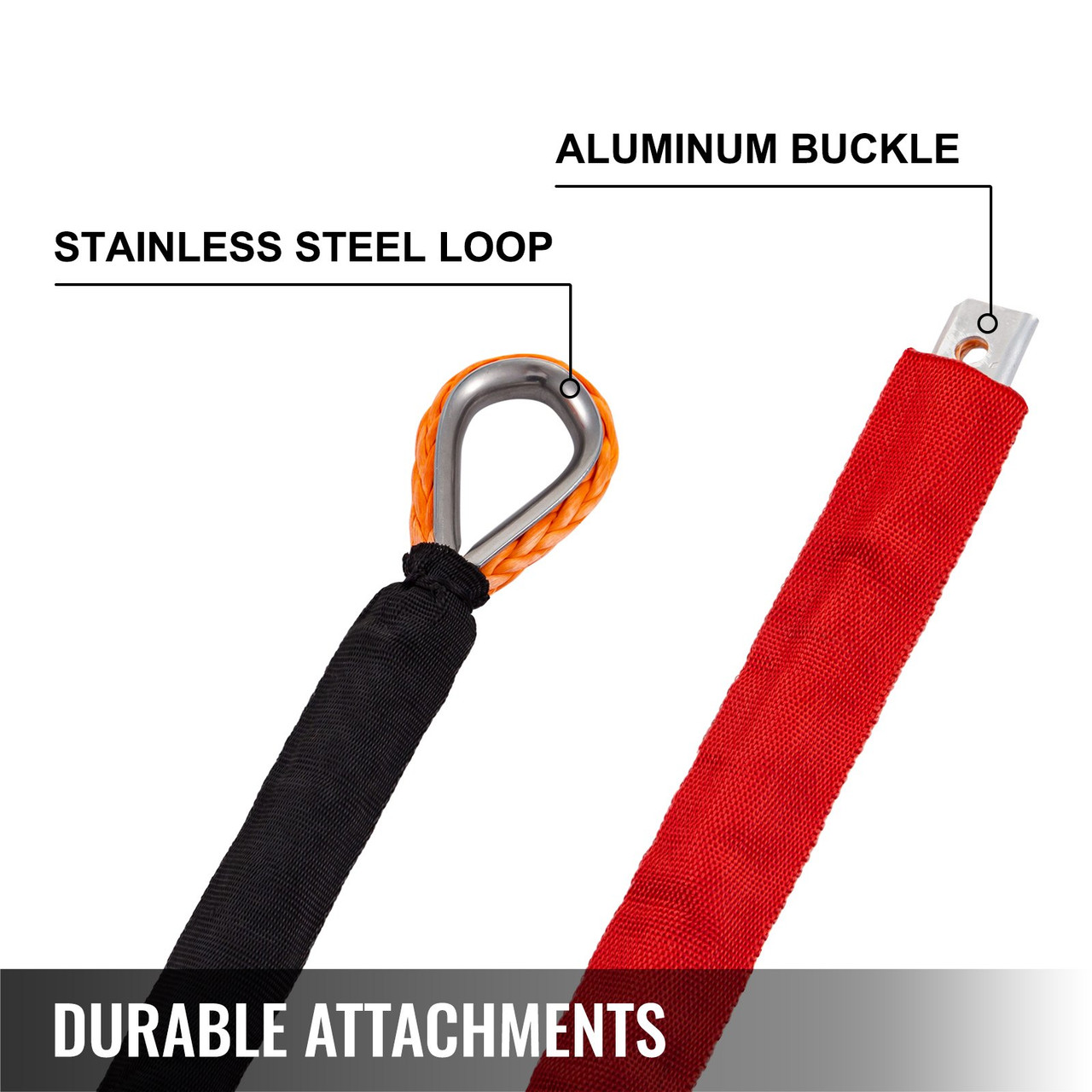 Synthetic Winch Rope 3/8" x 100ft, Winch Cable with G70 Hook 18740 Lbs Working Strength, 12 Strands, Synthetic Winch Cable w/Protective Sleeve, for Vehicles Towing, Orange