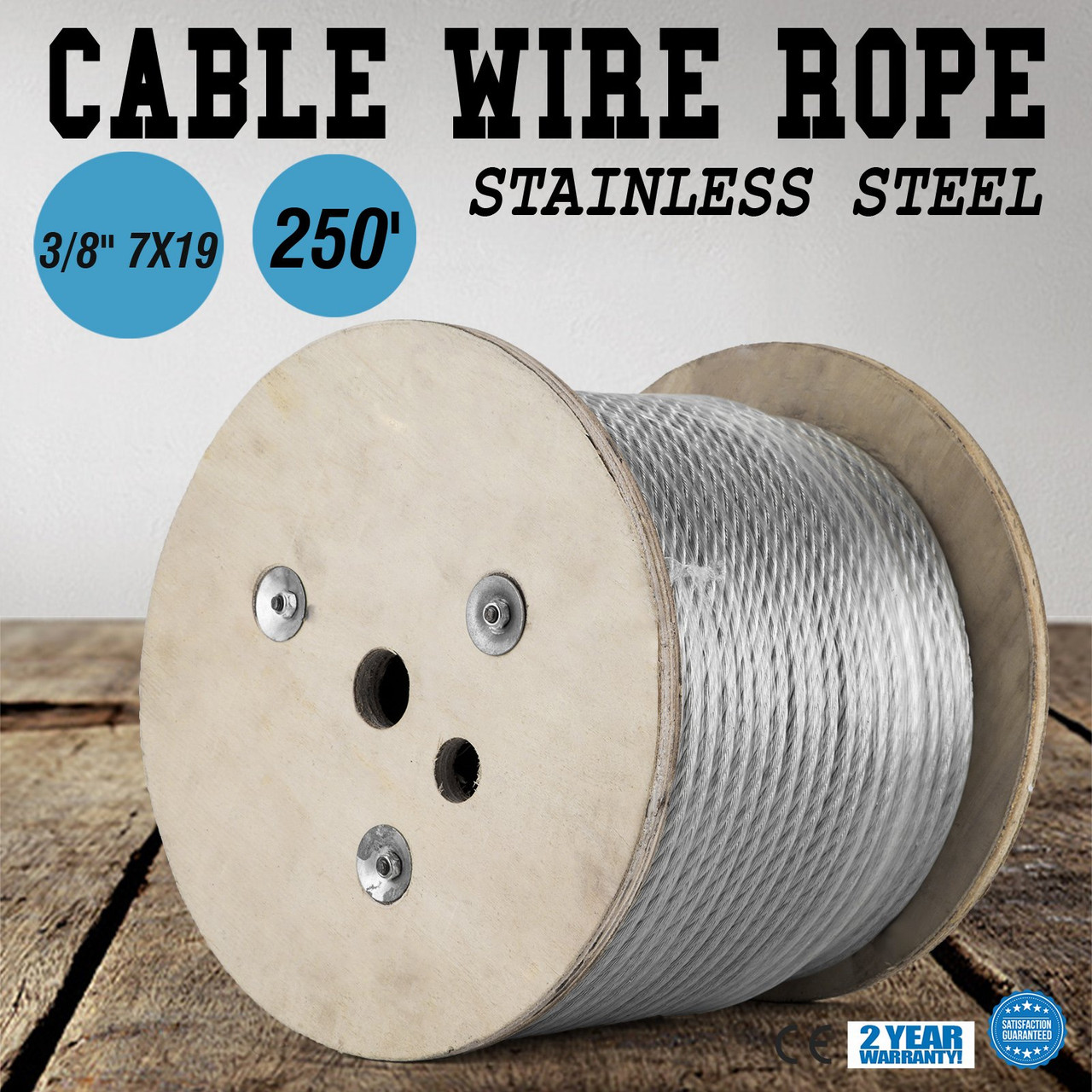 5/16" 7x19 Galvanized Aircraft Cable - Per Foot - Ropes Course Warehouse