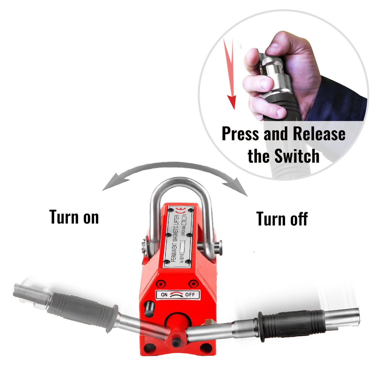 Magnetic Lifter, 660LBS Capability Upgraded Lifting Magnet, 300KG Hoist Magnet, Neodymium Iron Permanent Magnet Crane, Heavy Duty for Lifting Steel Sheets, Plates, Blocks, and Cylinders