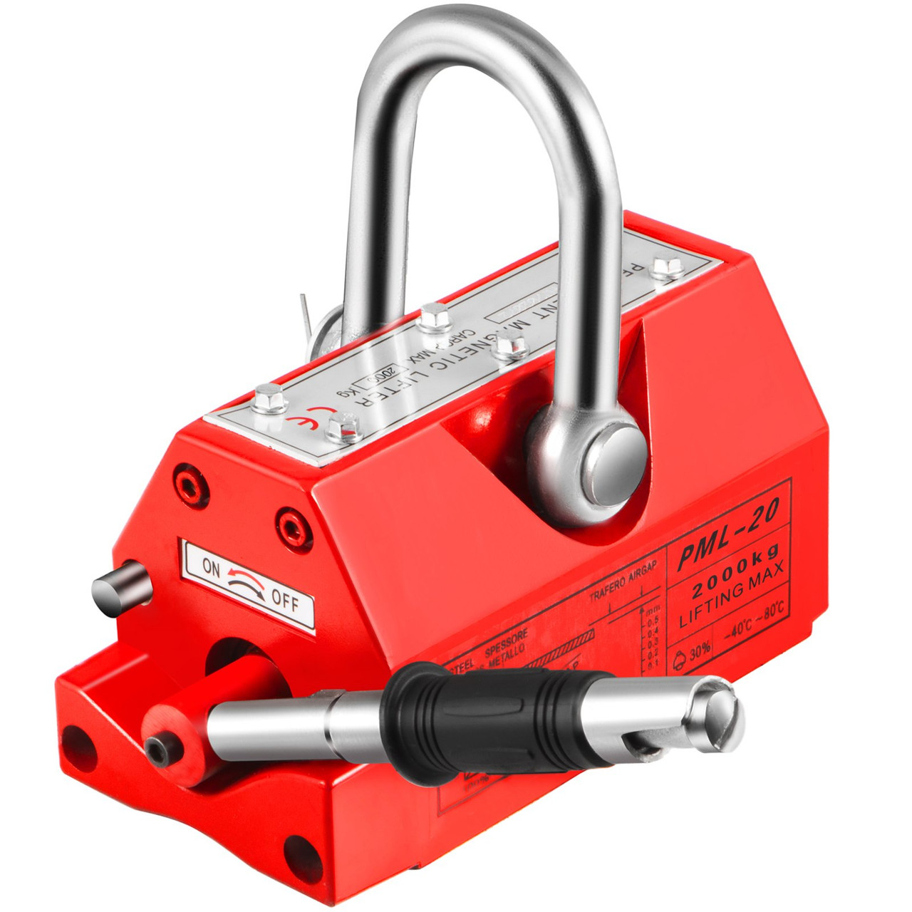 Magnetic Lifter, 4400LBS Capability Upgraded Lifting Magnet, 2000KG Hoist Magnet, Neodymium Iron Permanent Magnet Crane, Heavy Duty for Lifting Steel Sheets, Plates, Blocks, and Cylinders