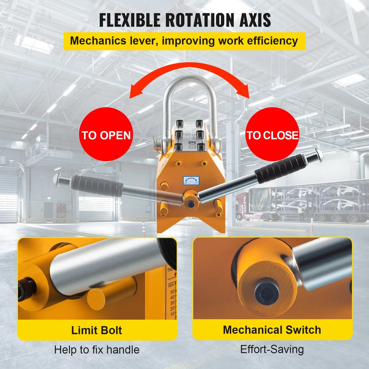 Permanent Magnetic Lifter, 880lbs Lifting Magnet, 400kg Lifting Capacity Magnet Crane Hoist, Neodymium Iron, Heavy Duty Steel Lift Magnet for Metal Lifting, Hoist, Shop Crane, Block, Board
