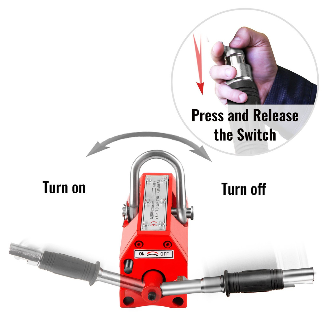 Magnetic Lifter, 2200LBS Capability Upgraded Lifting Magnet, 1000KG Hoist Magnet, Neodymium Iron Permanent Magnet Crane, Heavy Duty for Lifting Steel Sheets, Plates, Blocks, and Cylinders