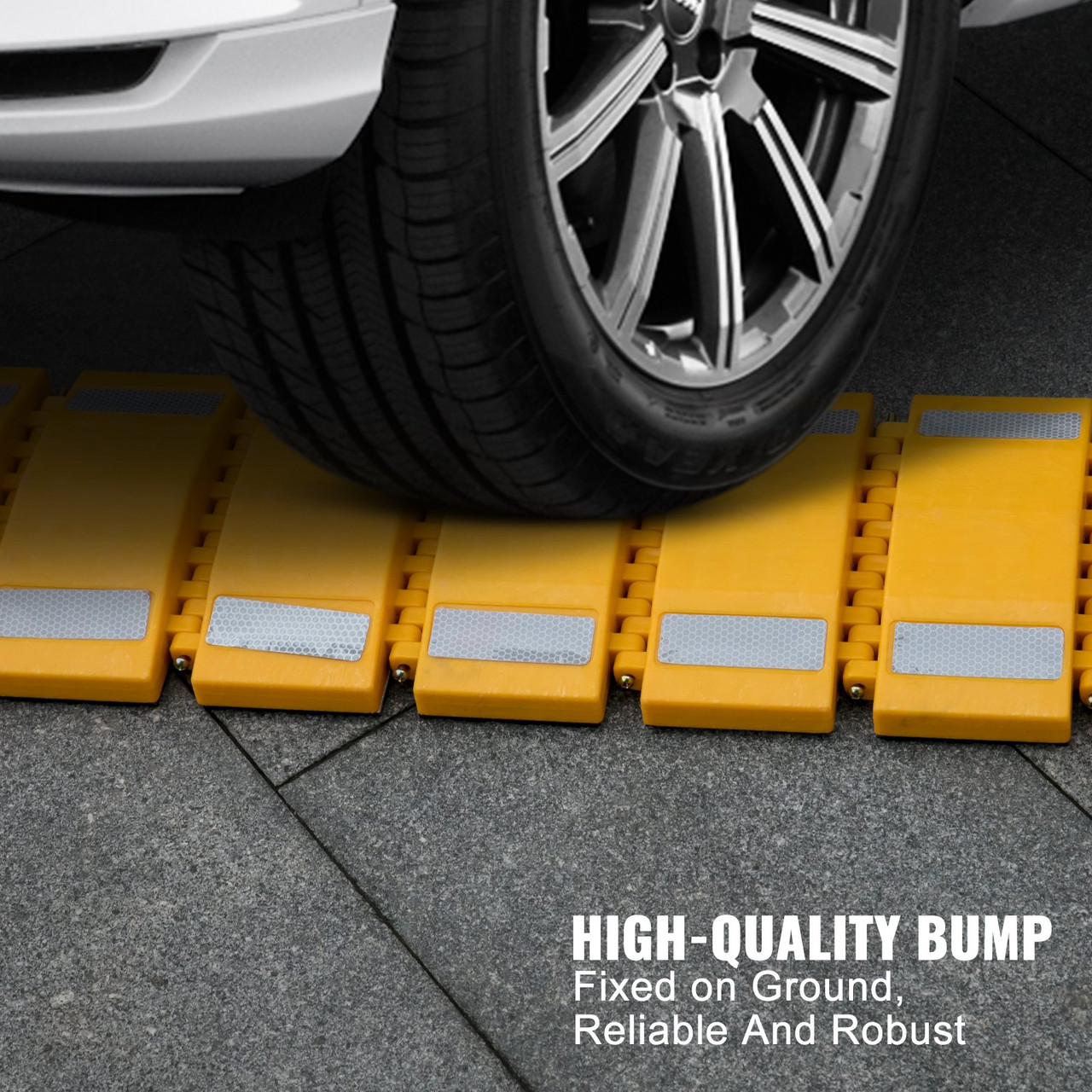 Portable Speed Bump 9.8 Ft Speed Hump Rubber Reflective Speed Bumps for Asphalt Concrete Gravel Driveway Roads Parking Lot Parking Hump Used On Car, Truck, Bus, Trailer, Streets, Shopping Mall